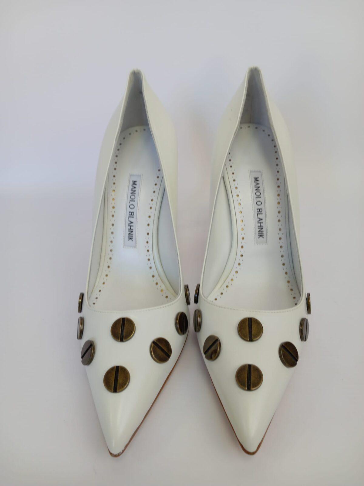 Manolo Blahnik białe czółenka 39,5 - obrazek 5