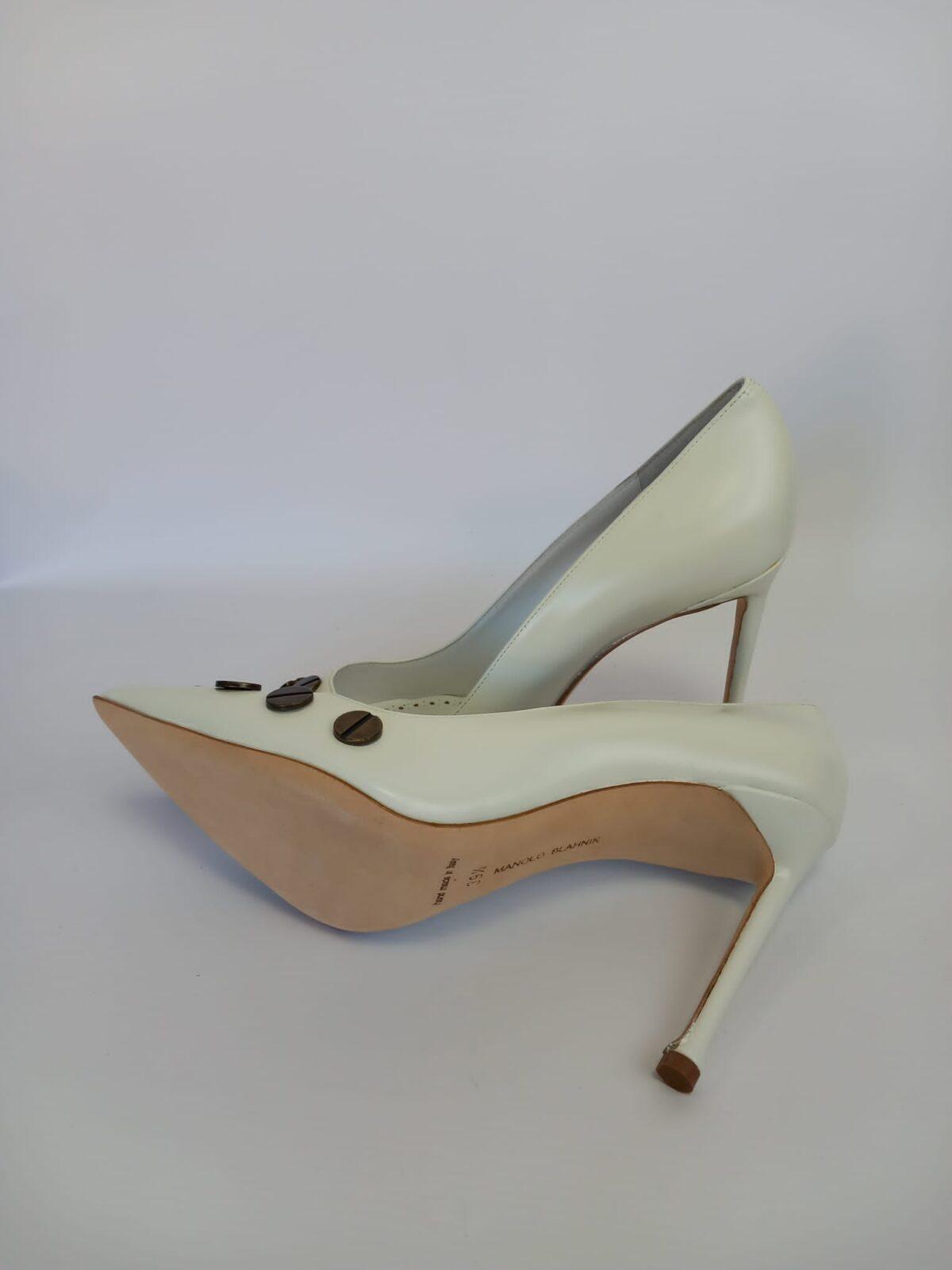 Manolo Blahnik białe czółenka 39,5 - obrazek 6