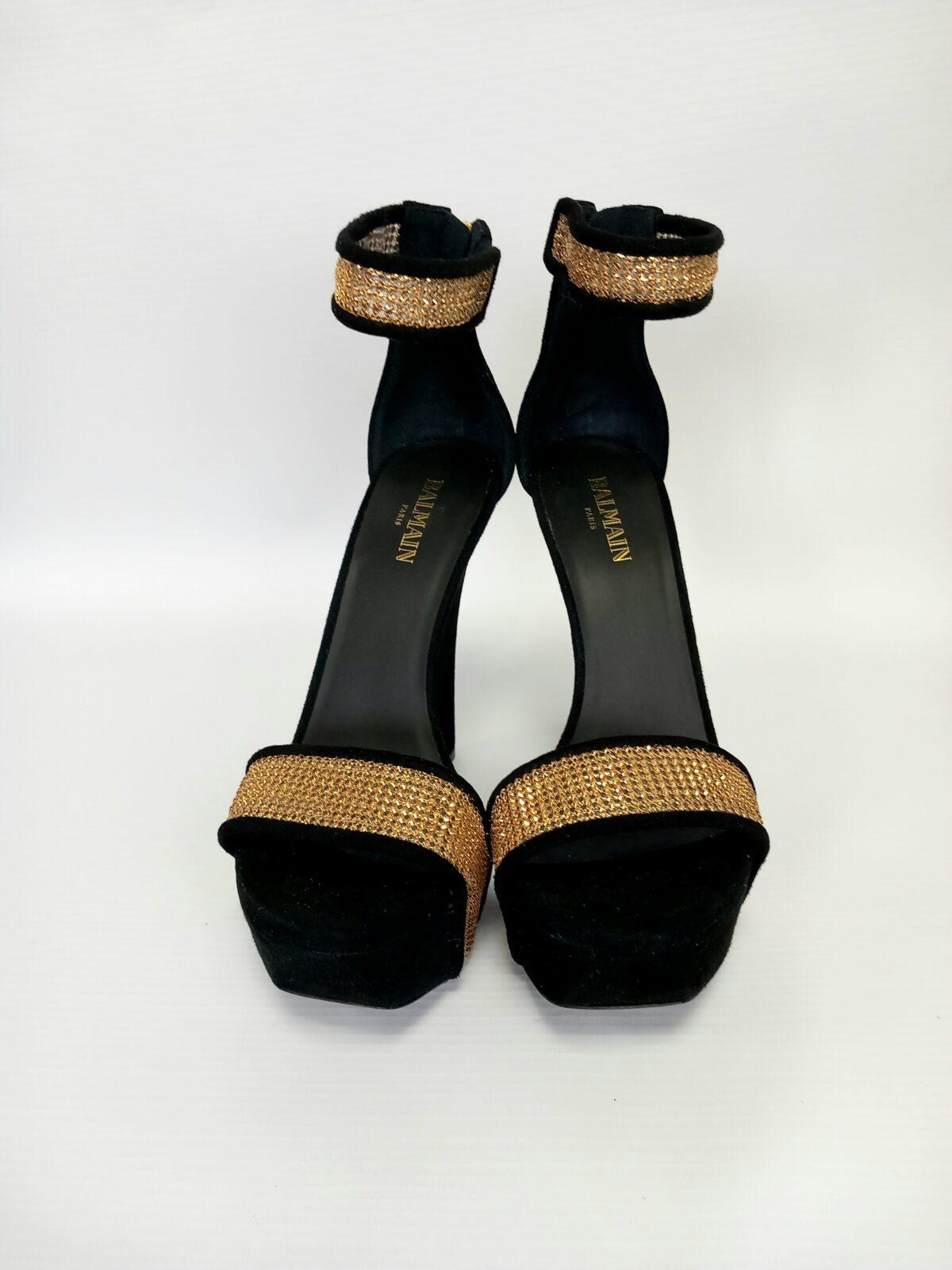 Balmain czarne sandały 37 - obrazek 2