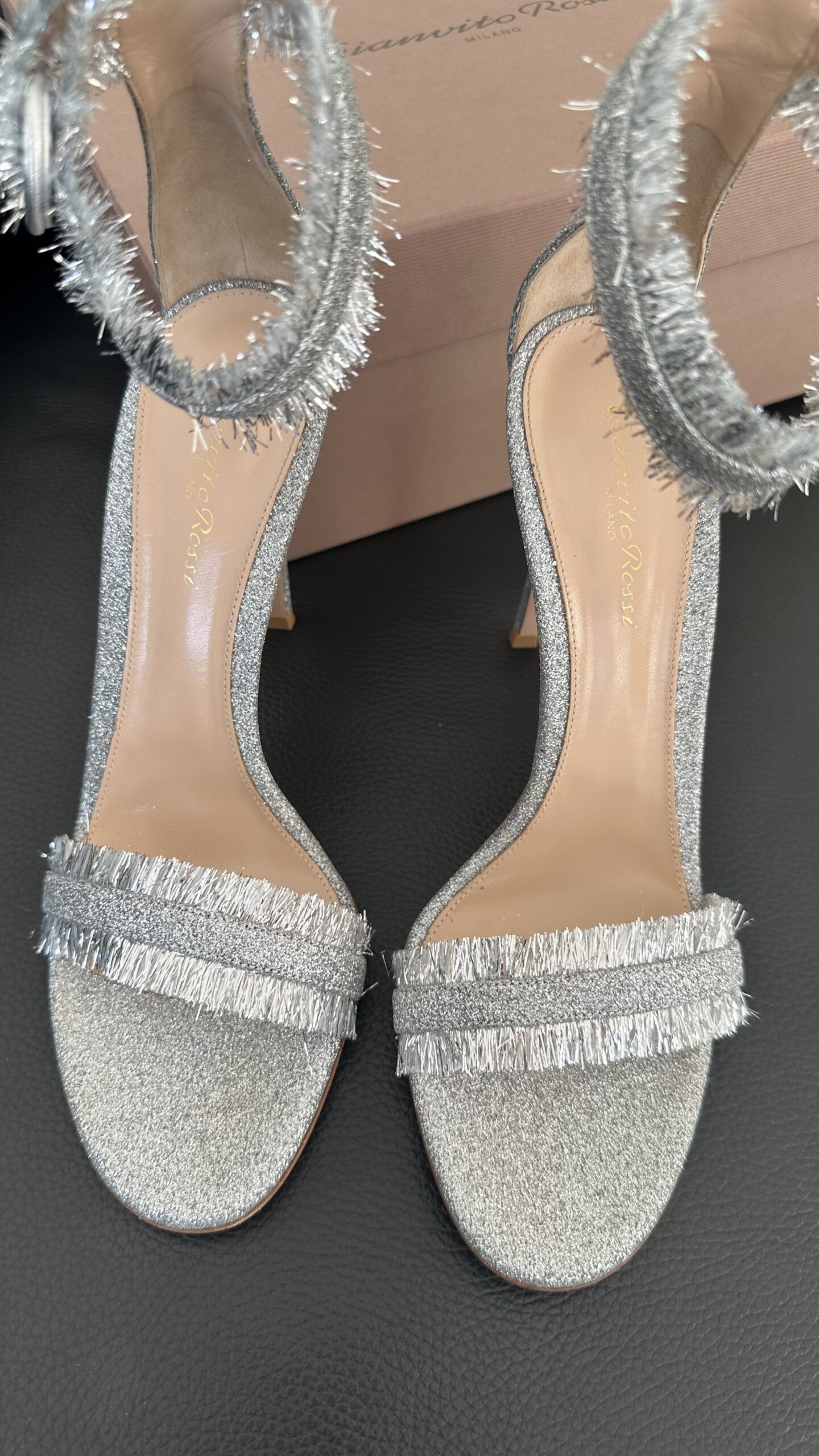 Gianvito Rossi sandały srebrne 40 - obrazek 5