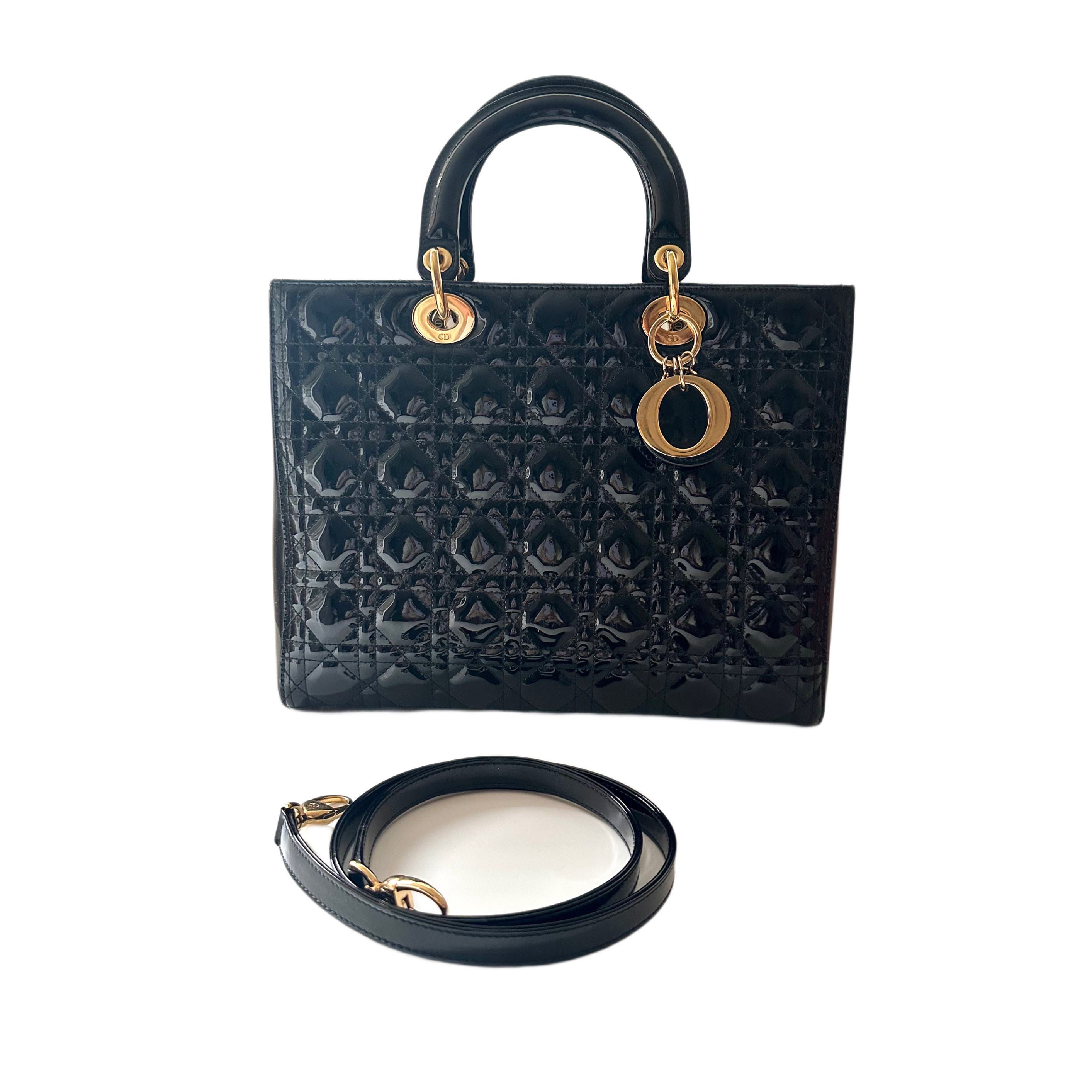 Dior duża lakierowana torebka Lady dior