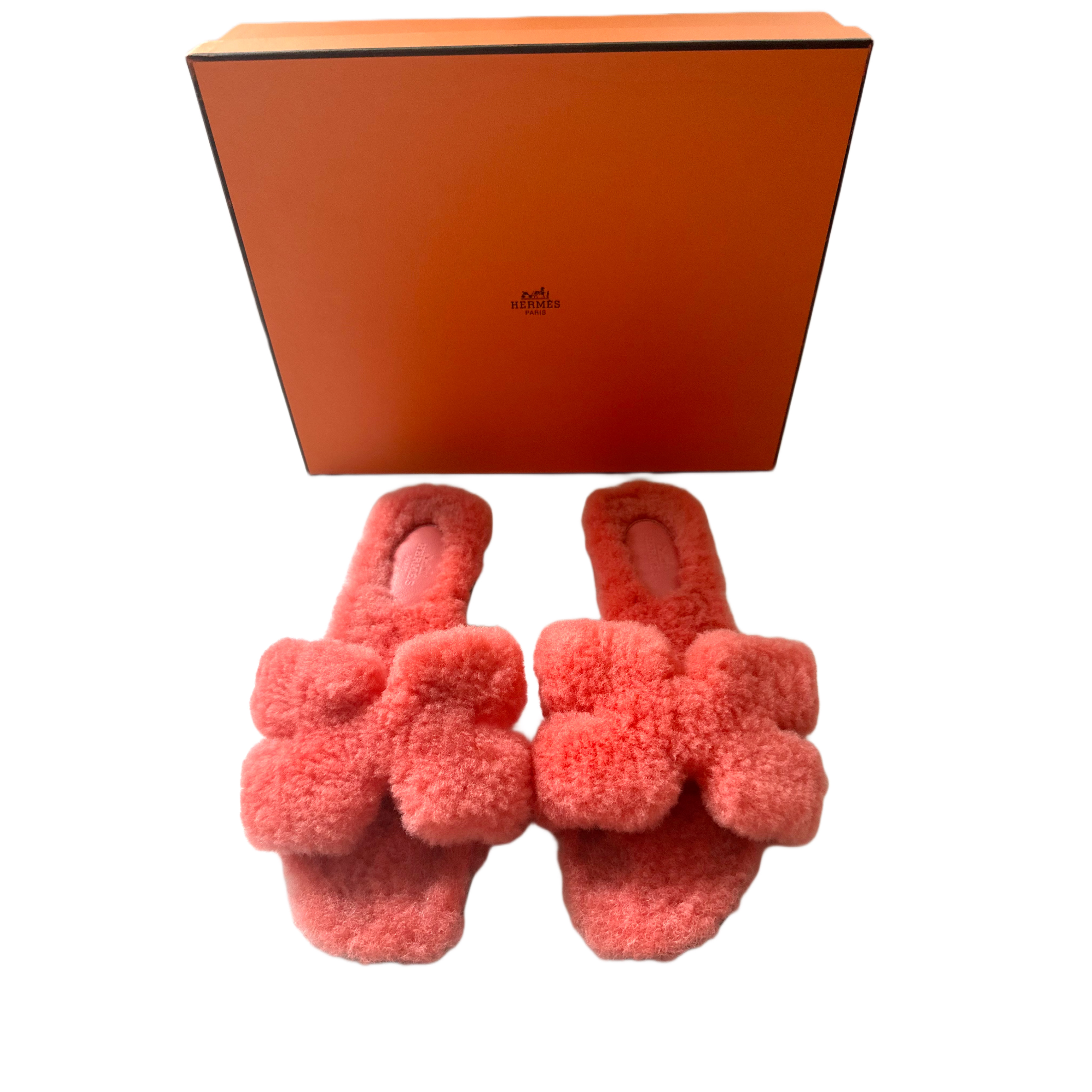 Hermes klapki Oran pluszowe 37 pomarańcz