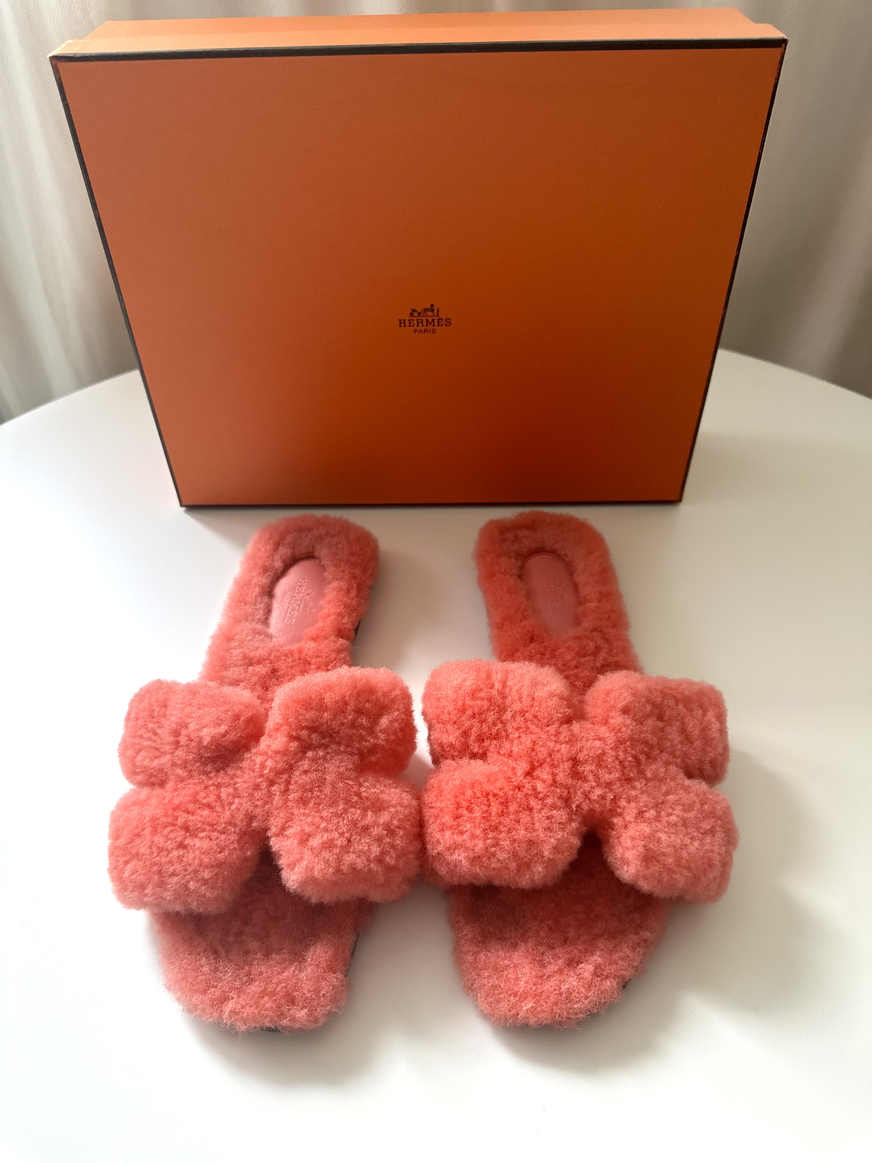 Hermes klapki Oran pluszowe 37 pomarańcz - obrazek 2