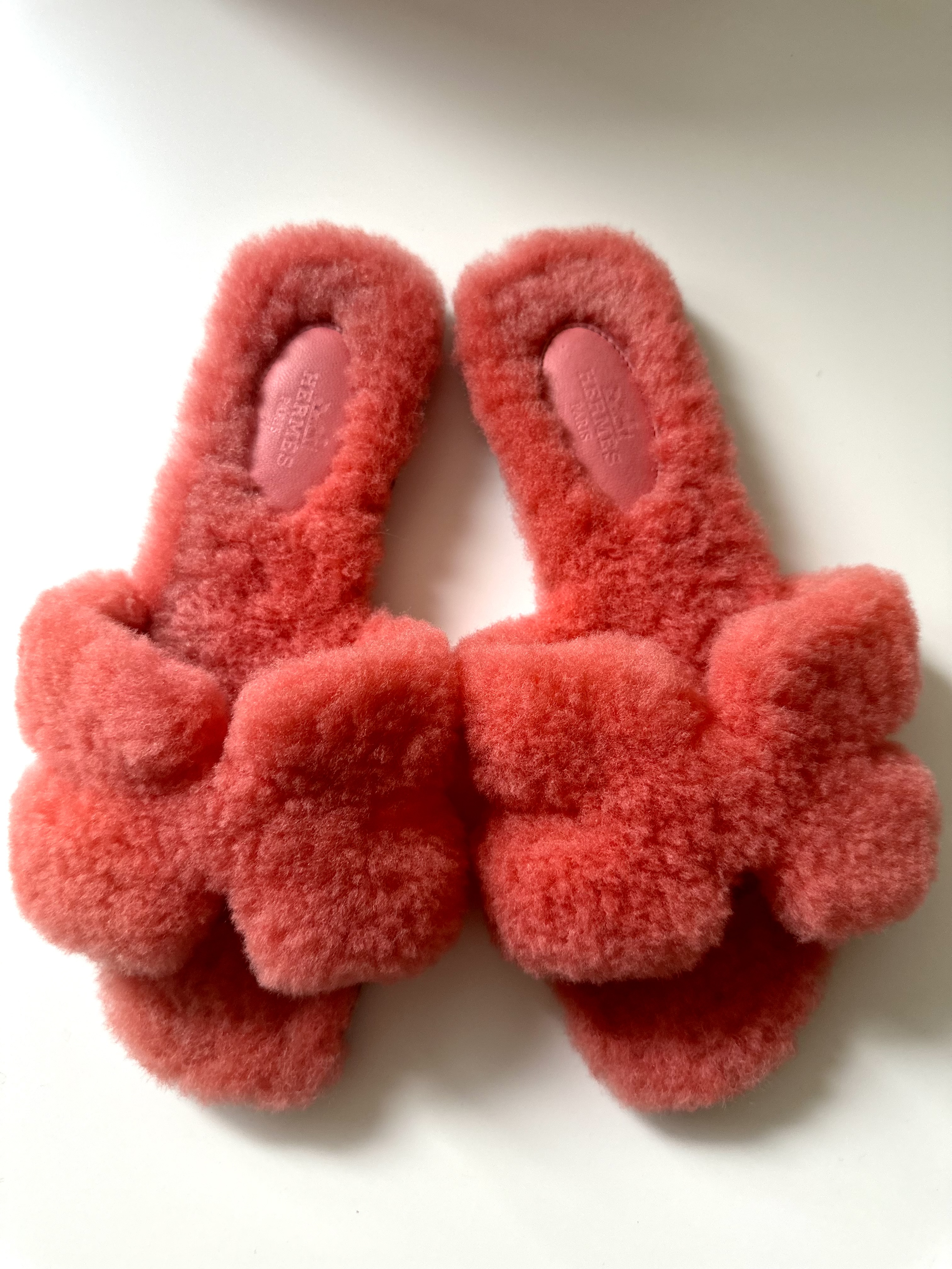 Hermes klapki Oran pluszowe 37 pomarańcz - obrazek 3