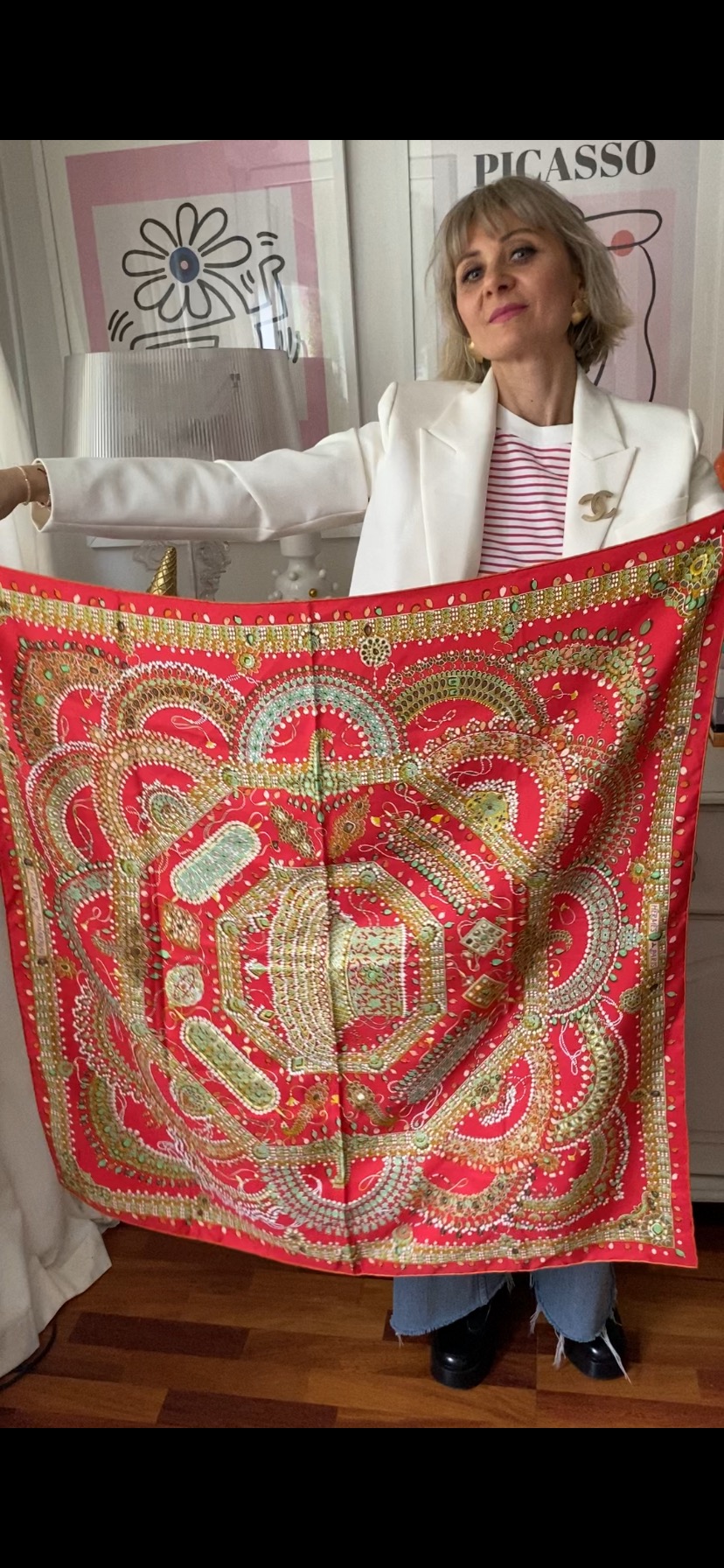 Hermes apaszka chusta z jedwabiu - obrazek 5