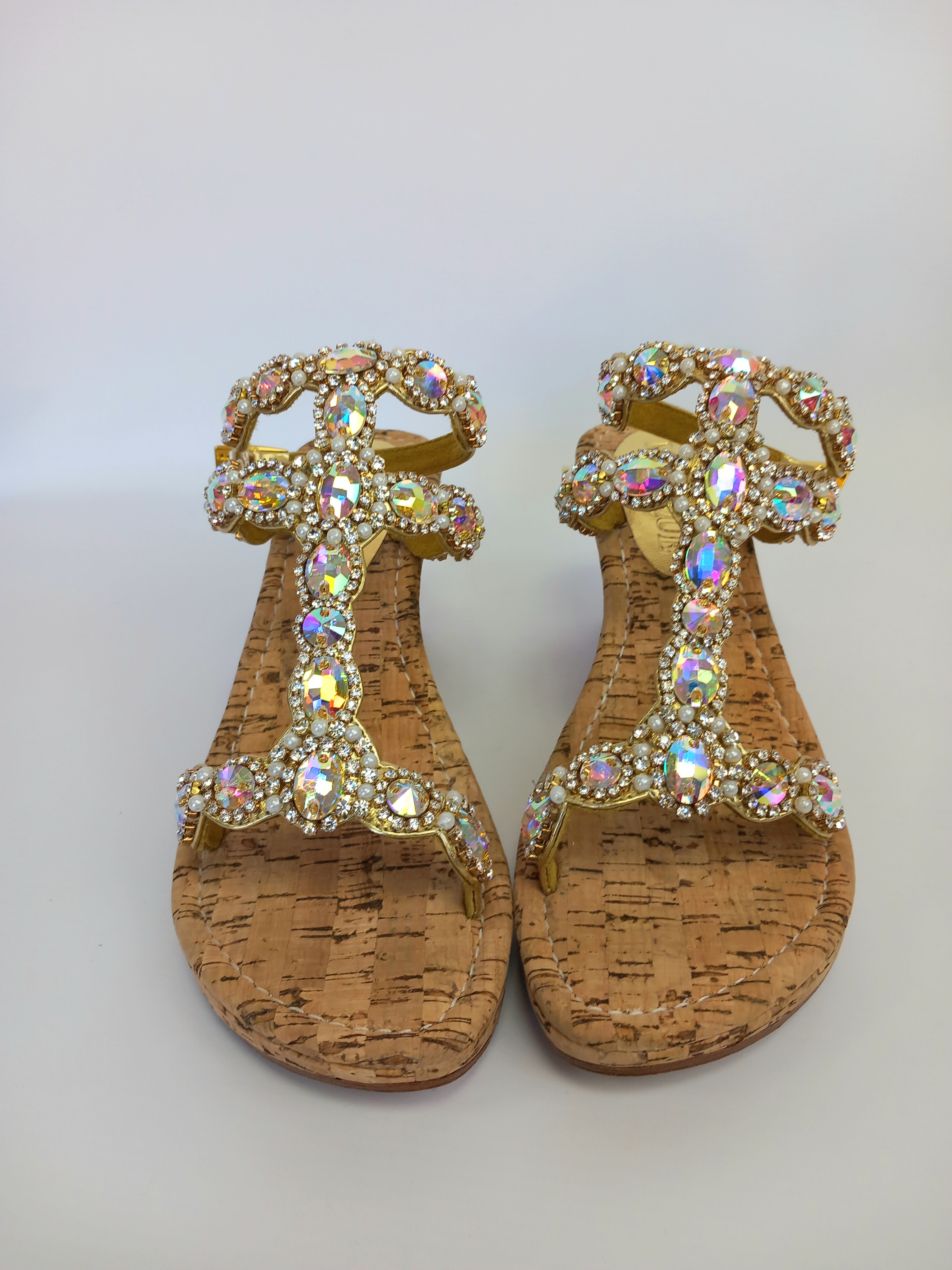 Mystique złote sandały z kryształami 38 - obrazek 3