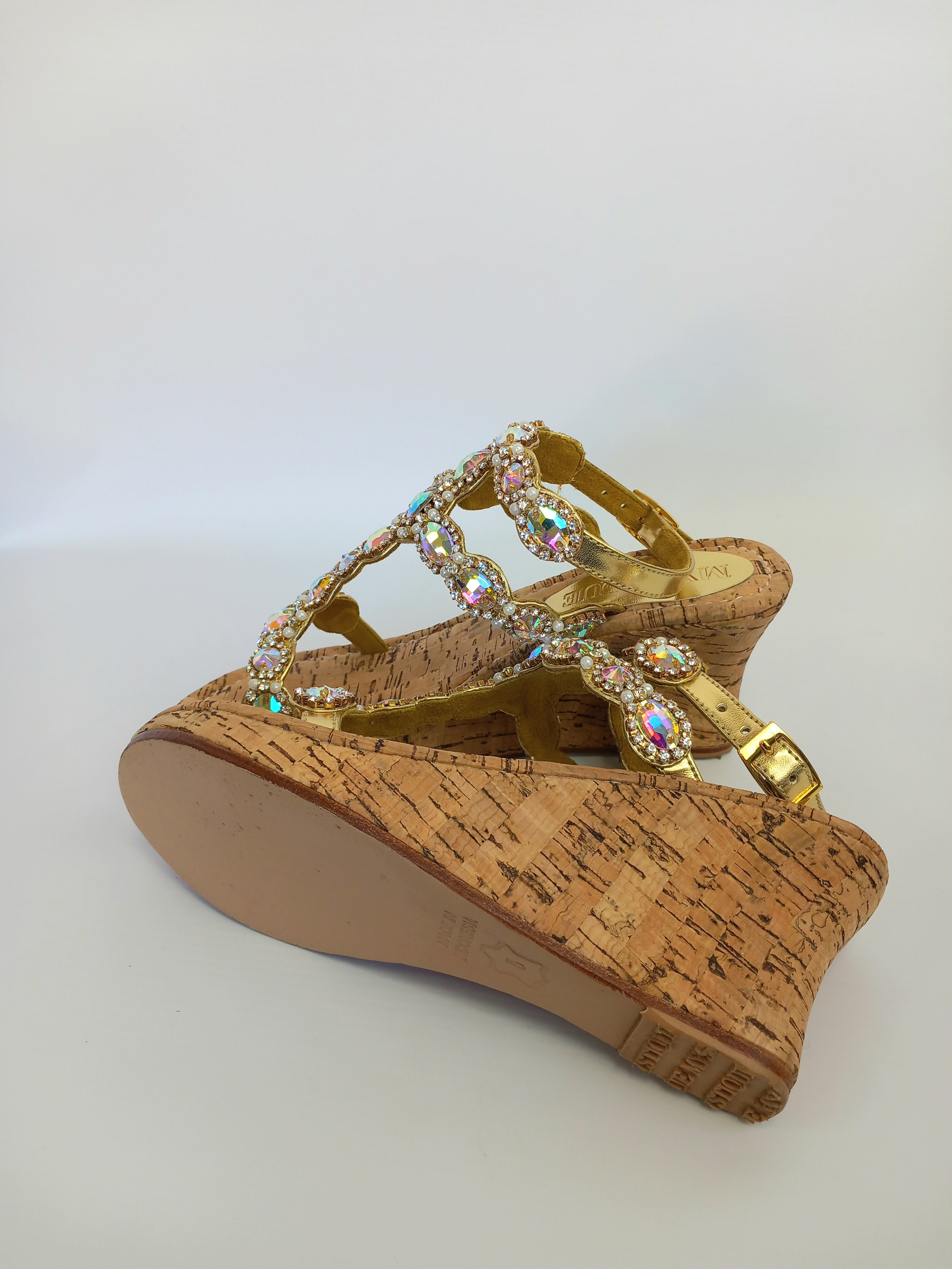 Mystique złote sandały z kryształami 38 - obrazek 6