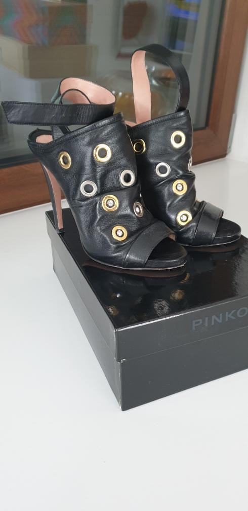 Pinko czarne sandały 39 - obrazek 4
