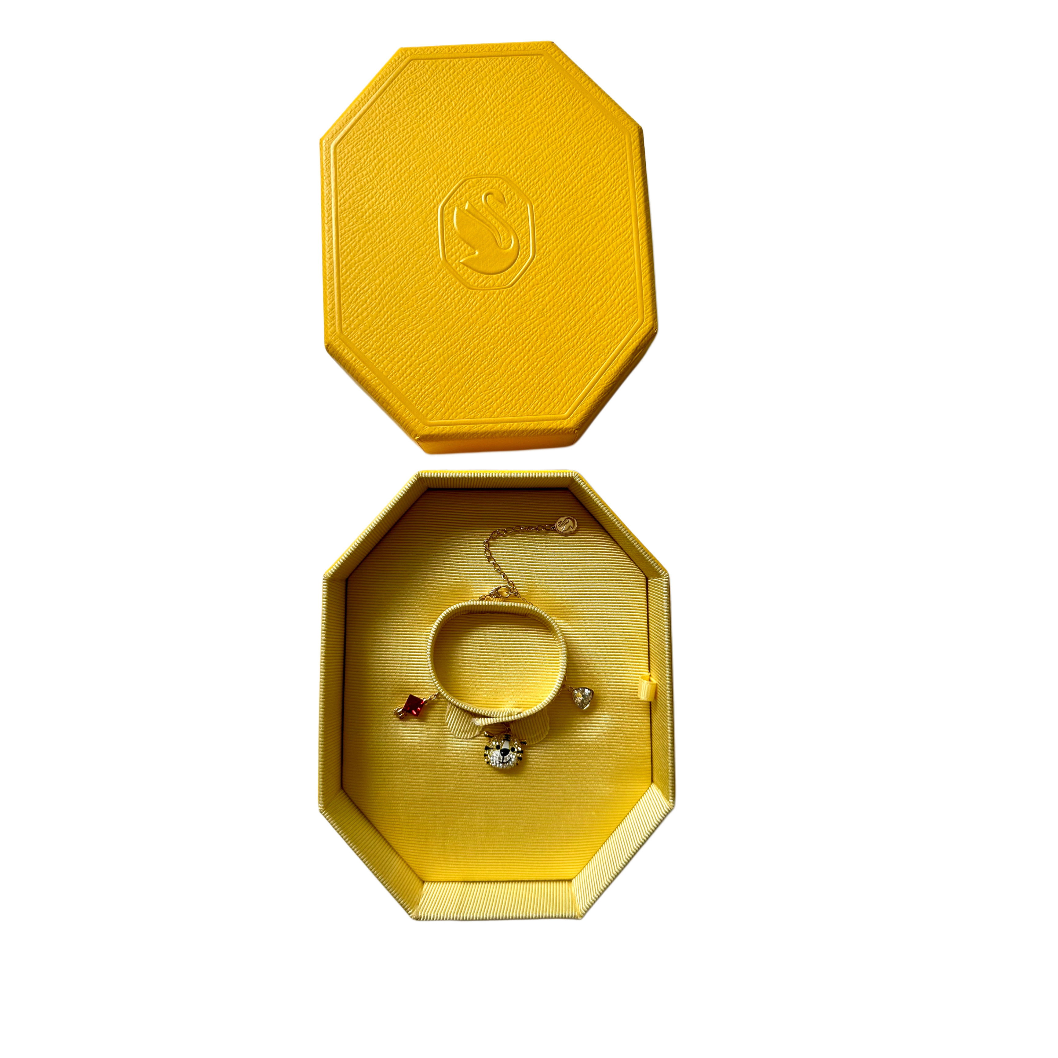 Swarovski złota bransoletka z charmsami