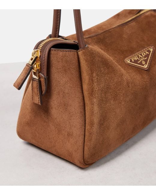 Prada czekoladowa zamszowa torebka - obrazek 8