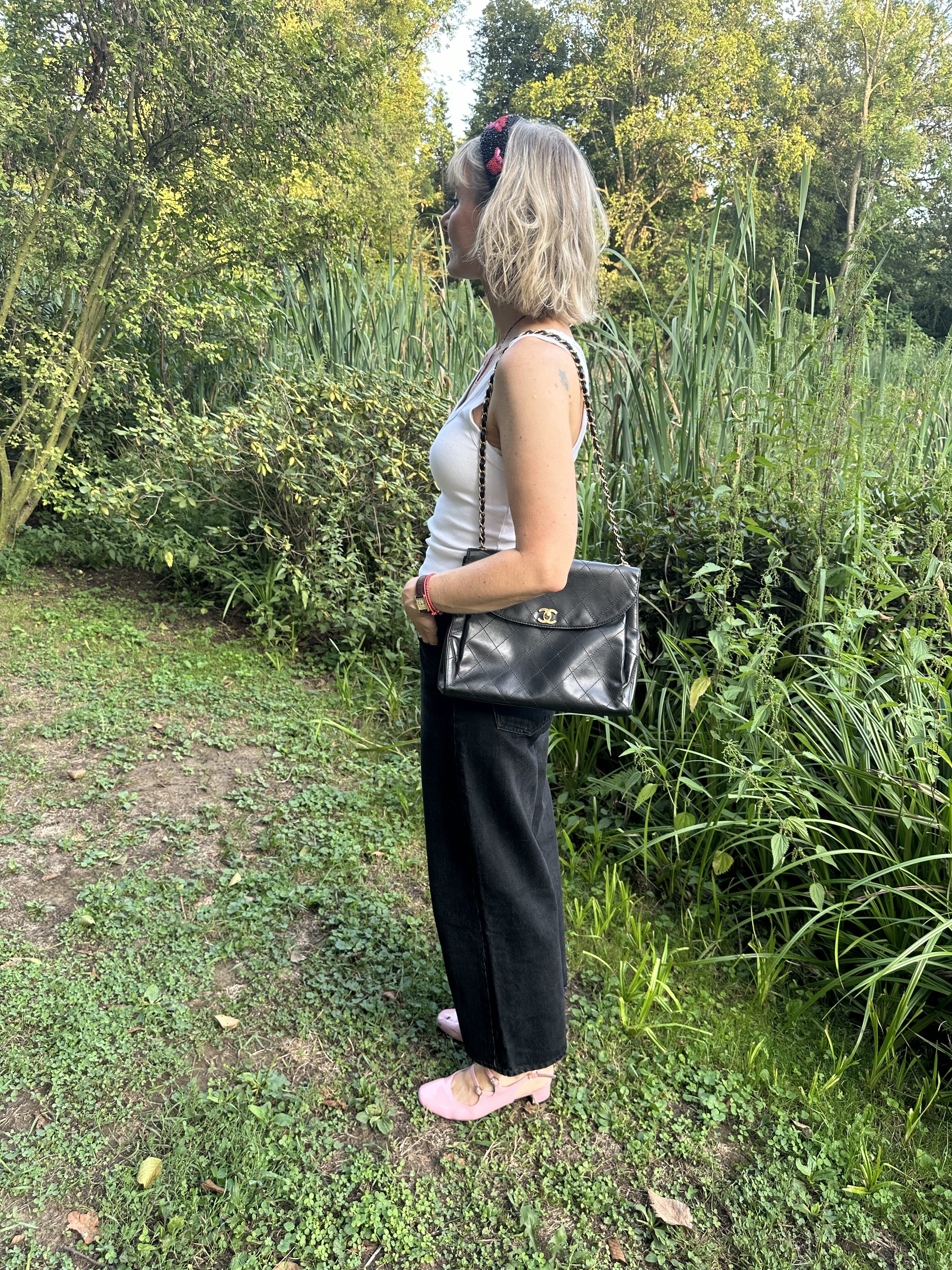 Chanel klasyczna pikowana torebka vintage - obrazek 7