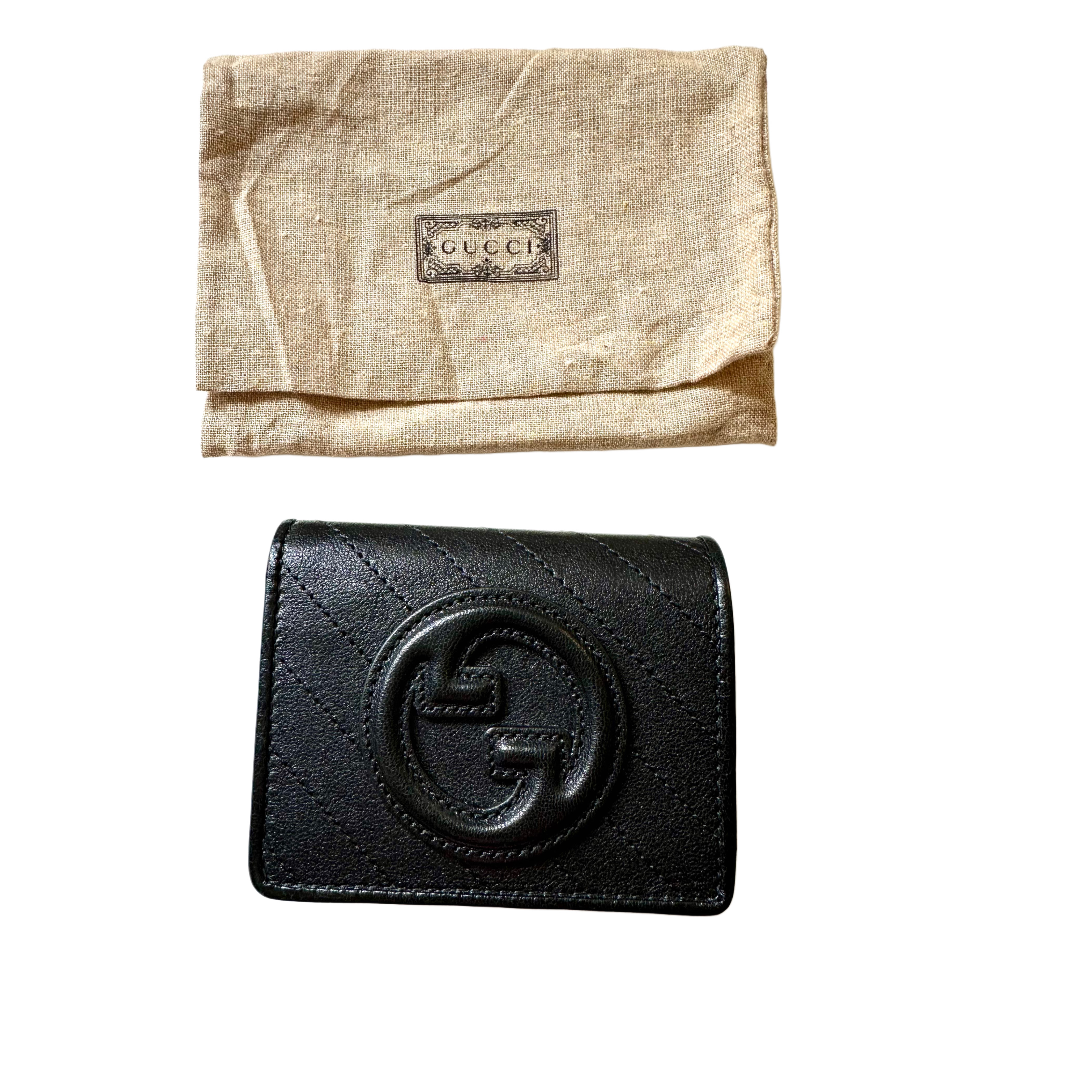 Gucci czarny skórzany portfel z logo