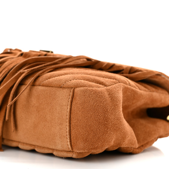 Saint Laurent Suede Matelasse Chevron Fringe Monogram Medium College torebka - obrazek 2