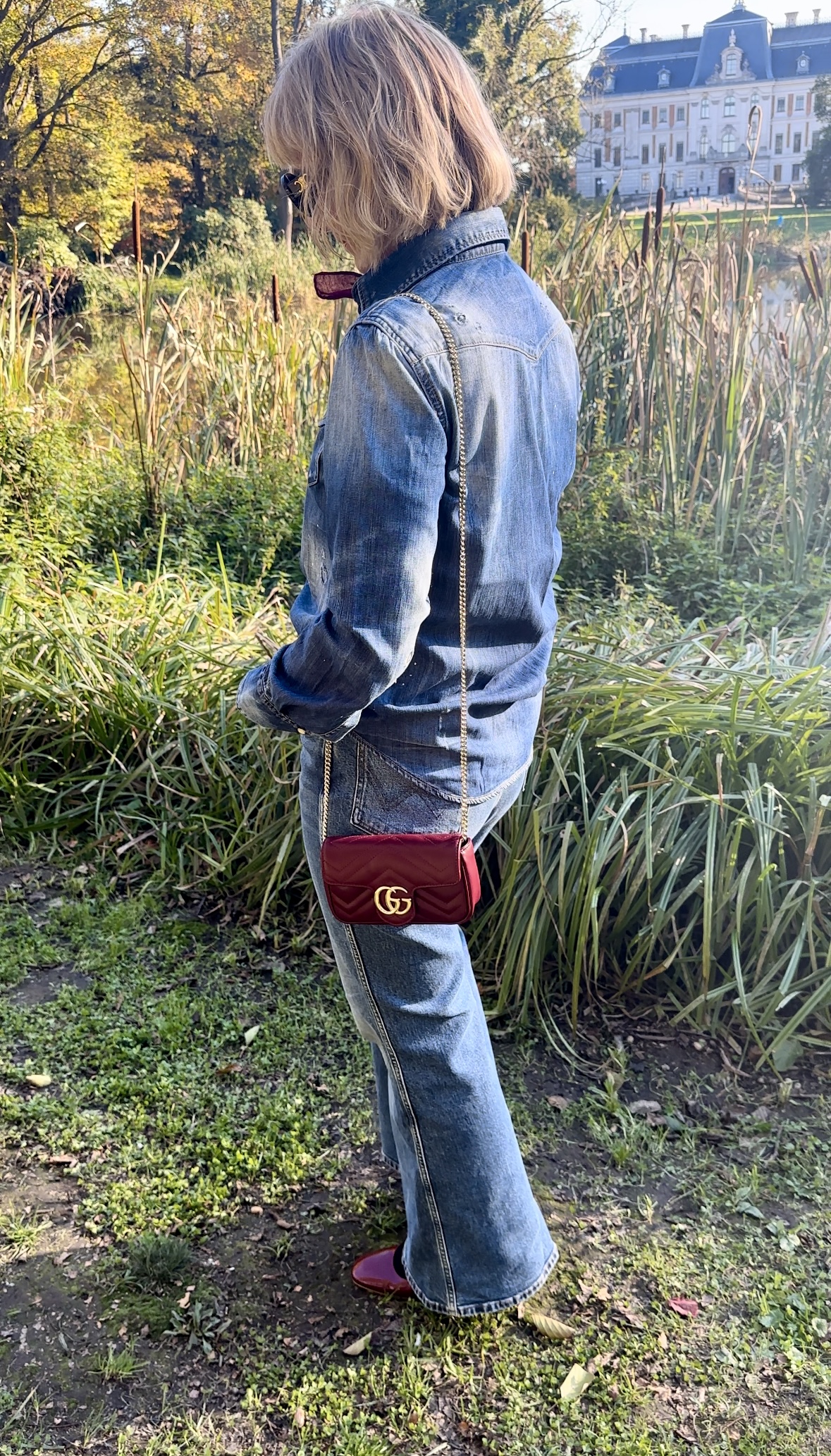 Gucci marmont mini bordowa torebka - obrazek 7