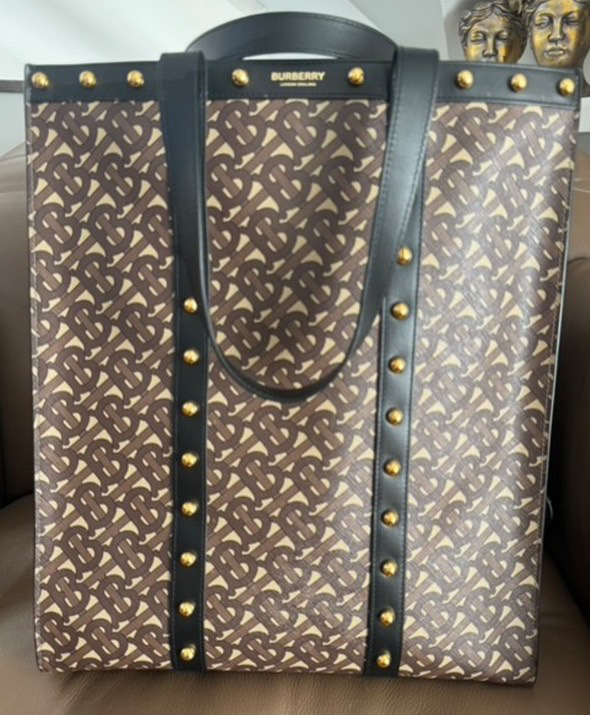 Burberry canvas duża brązowa torebka - obrazek 2