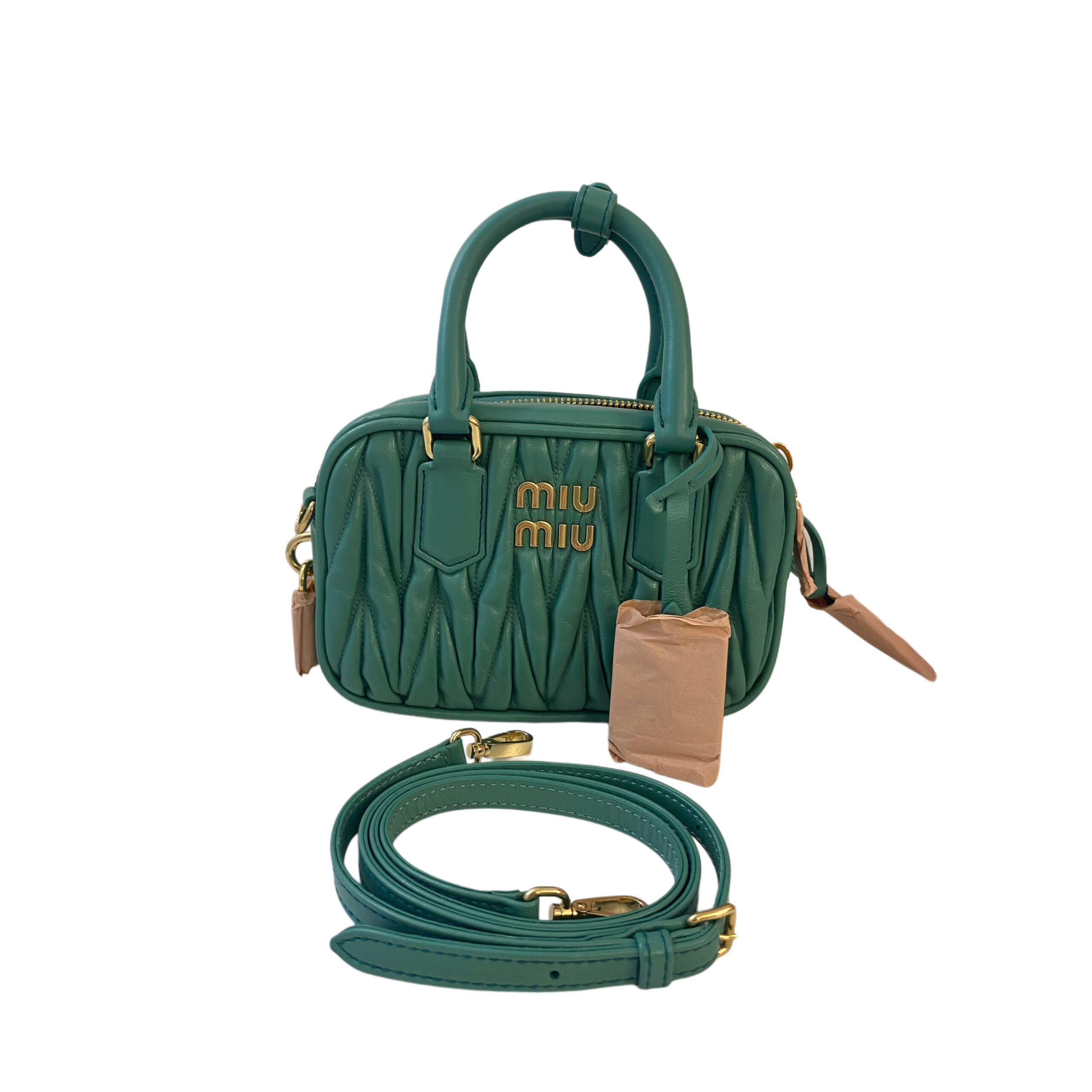 Miu Miu Arcadie matelasse nappa zielona