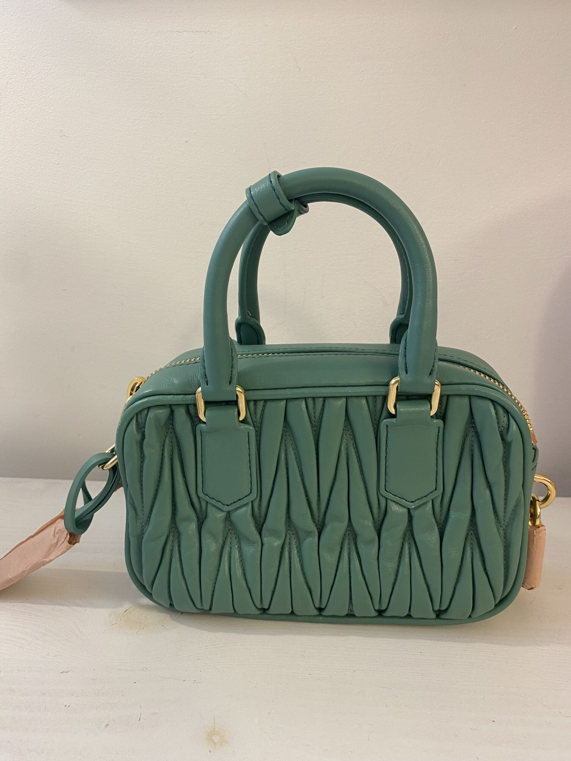 Miu Miu Arcadie matelasse nappa zielona - obrazek 4