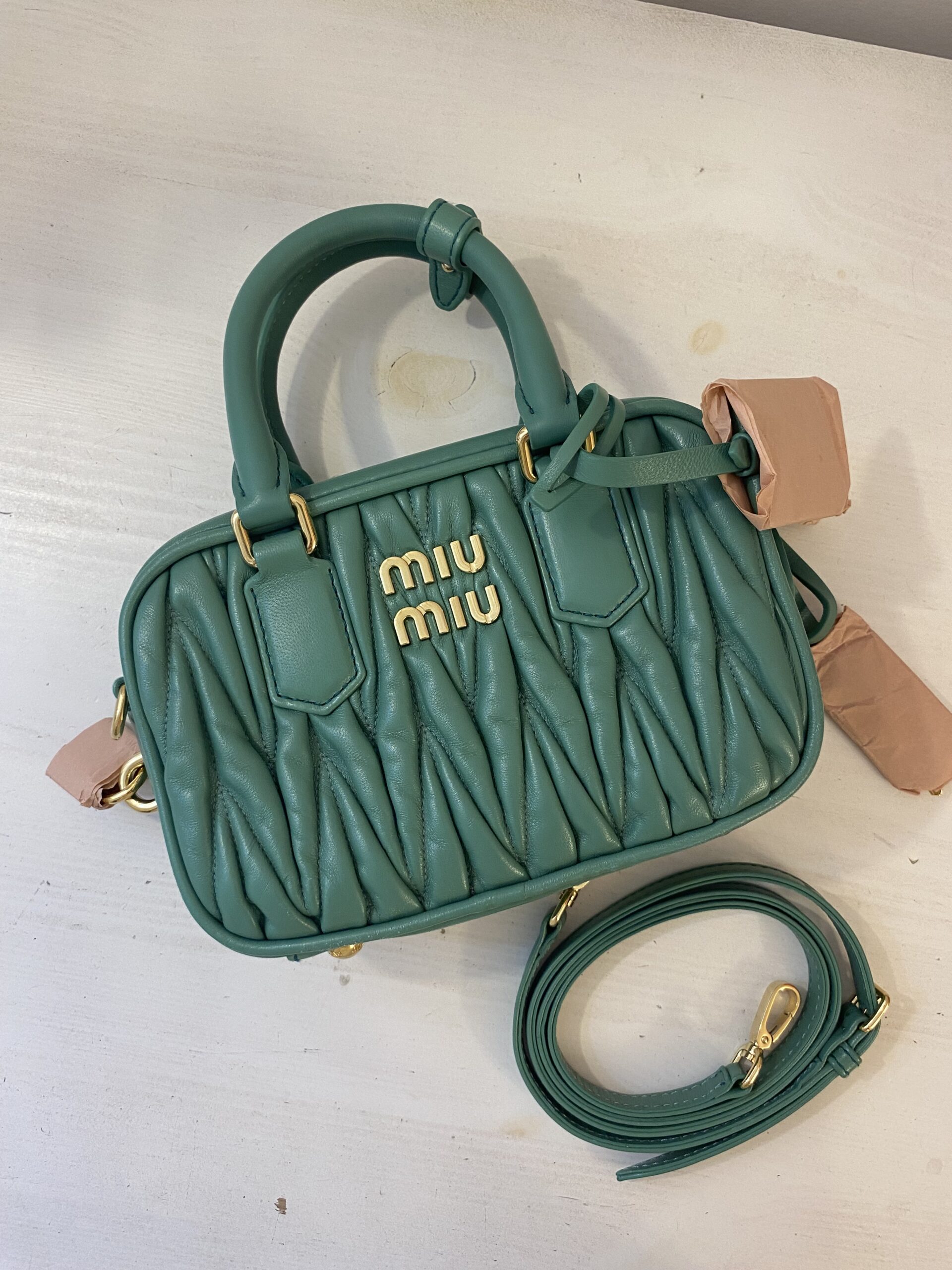 Miu Miu Arcadie matelasse nappa zielona - obrazek 5