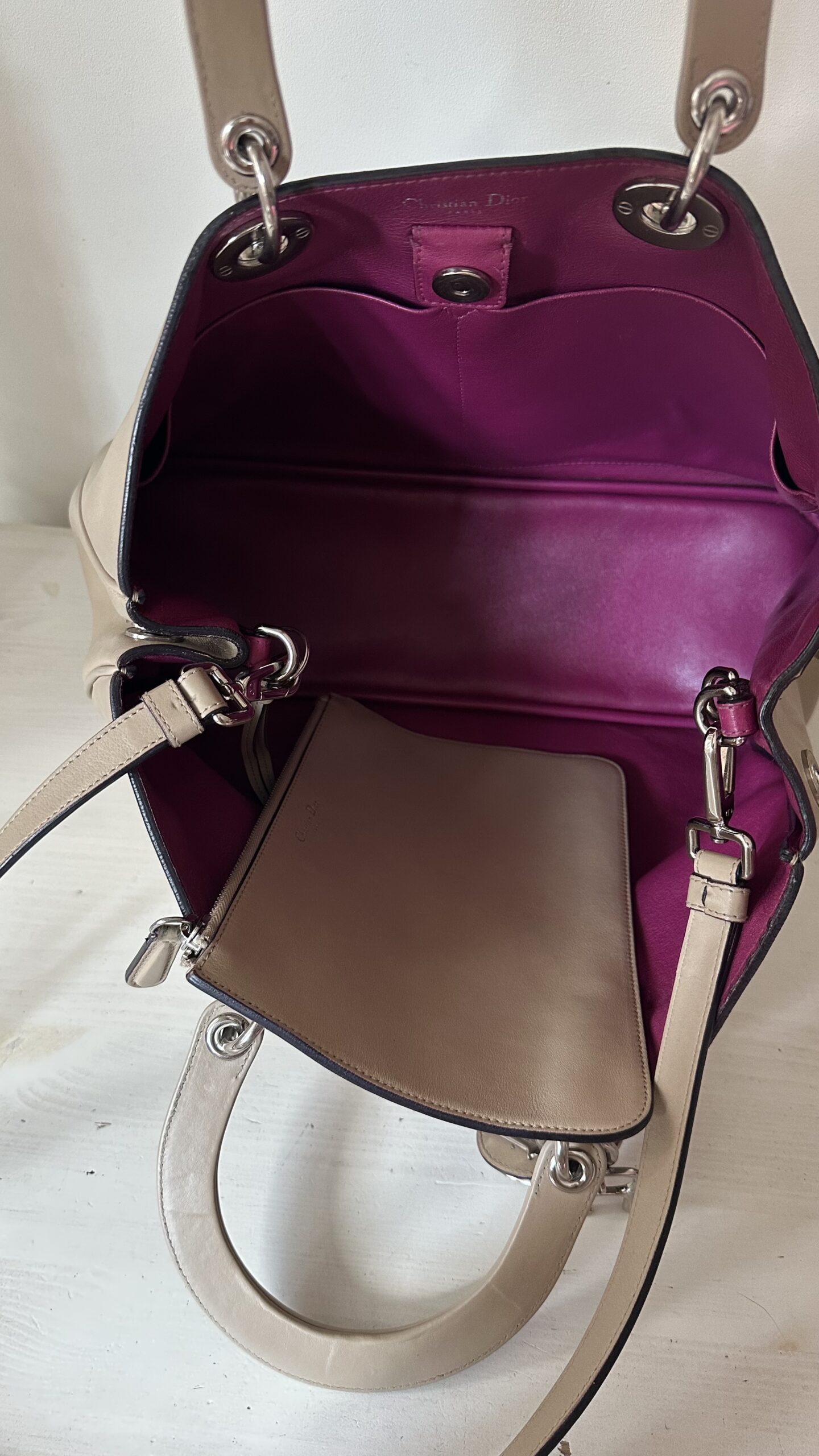 Dior diorissimo beżowa klasyczna torebka - obrazek 2