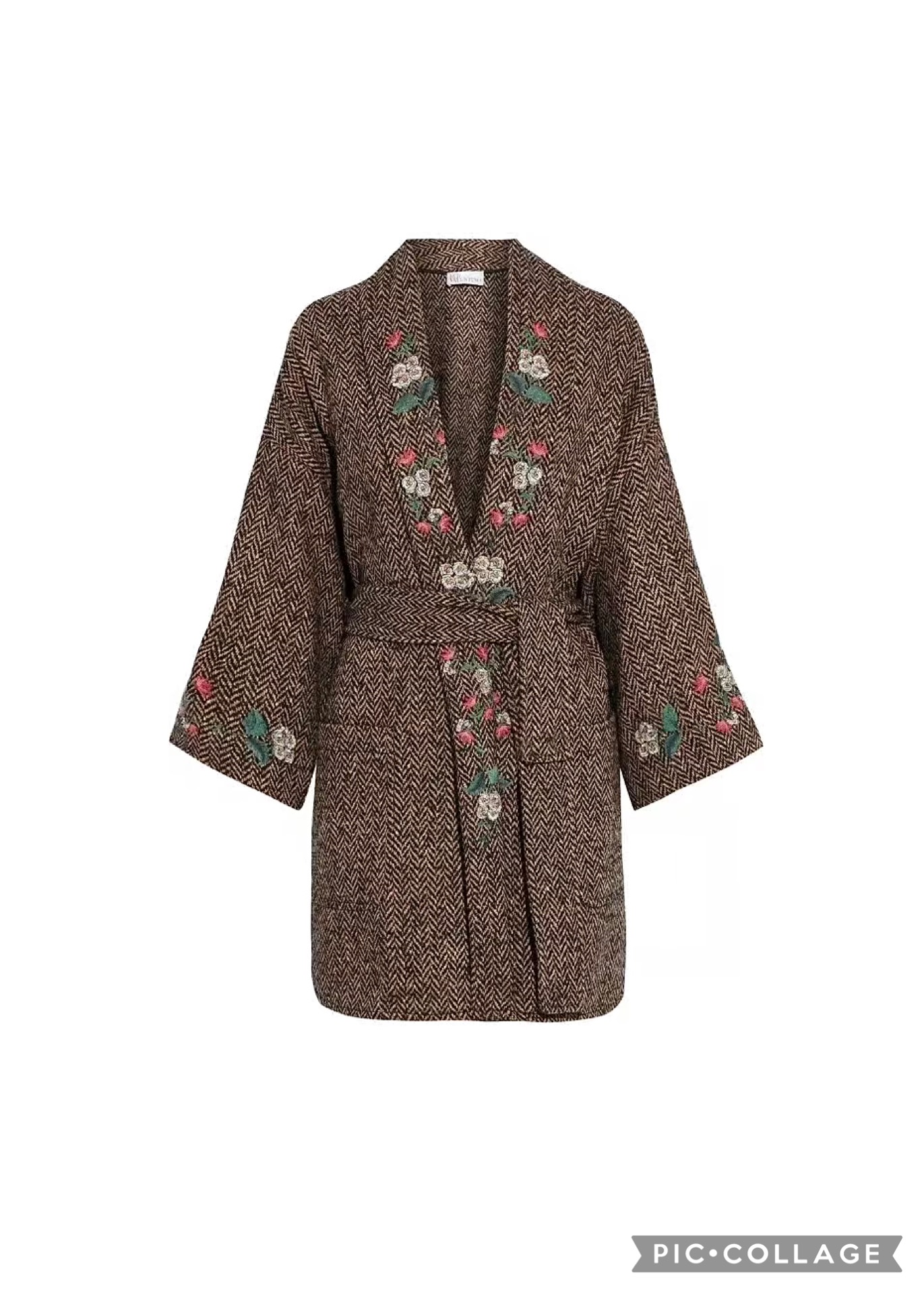 RED VALENTINO Herringbone Tweed Coat – płaszcz, kardigan