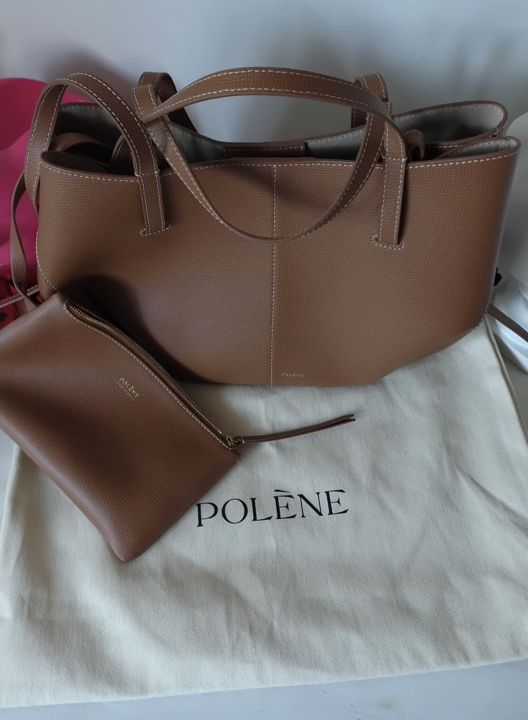 Polene Cyme mini torebka w kolorze toffi - obrazek 5