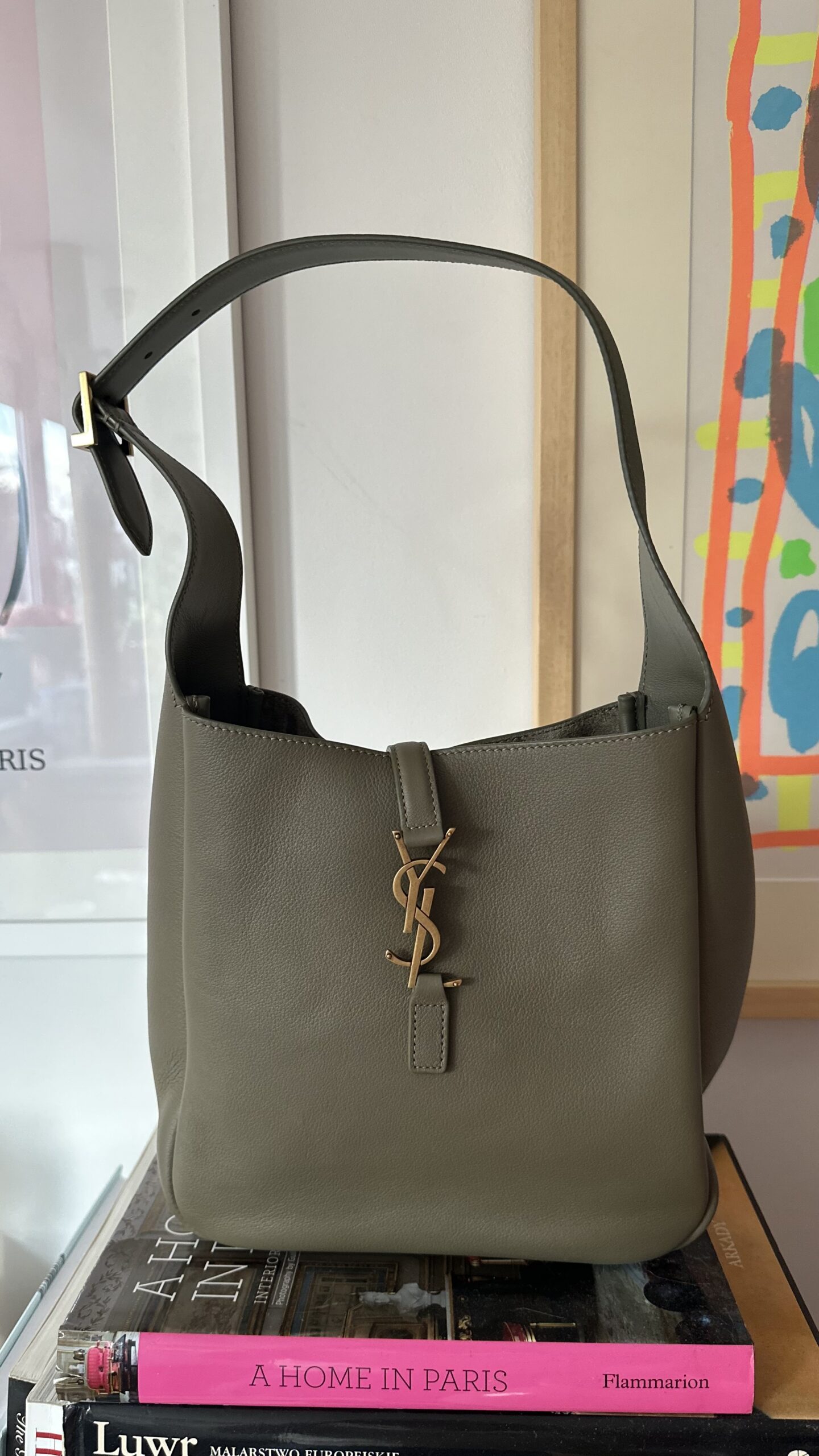 Saint Laurent Le 5 À 7 oliwkowa torebka hobo