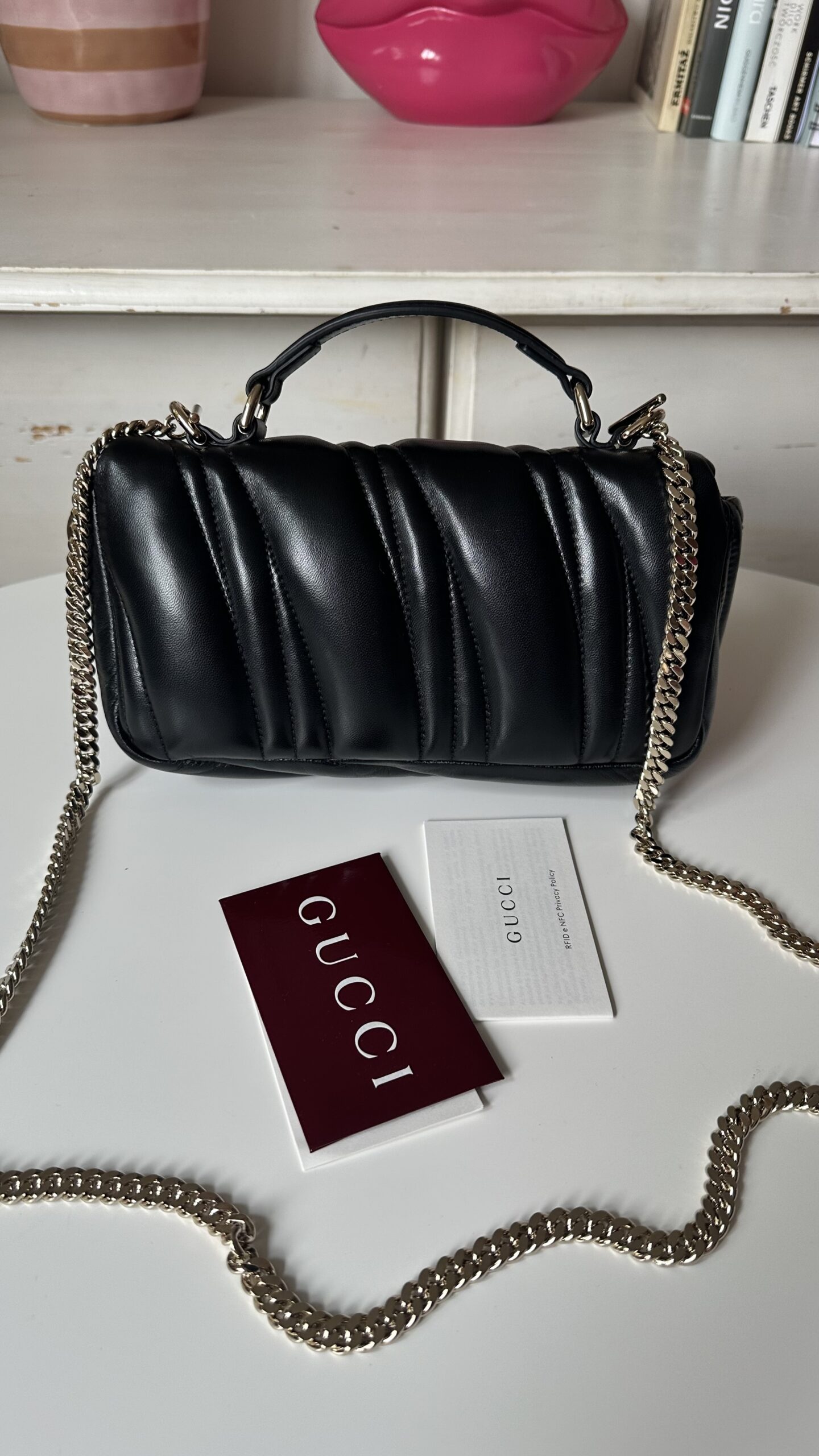 Gucci milano czarna klasyczna torebka - obrazek 3