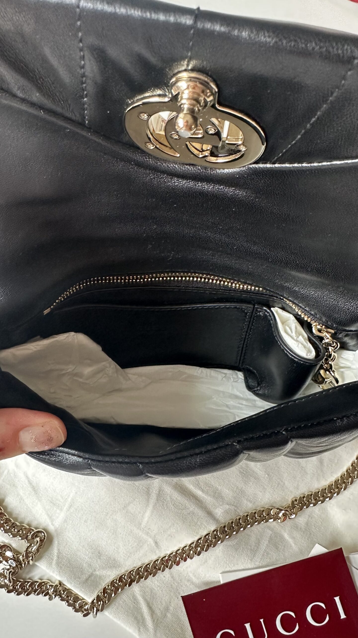 Gucci milano czarna klasyczna torebka - obrazek 5