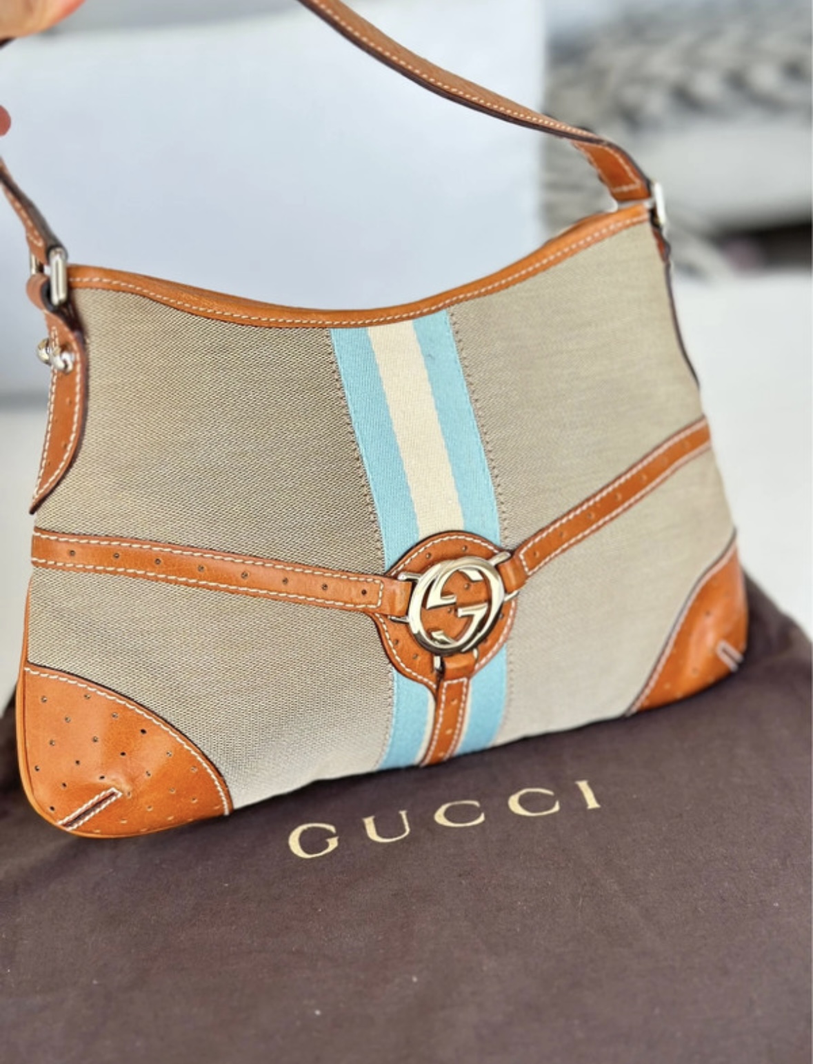 Gucci tricolor canvas hobo