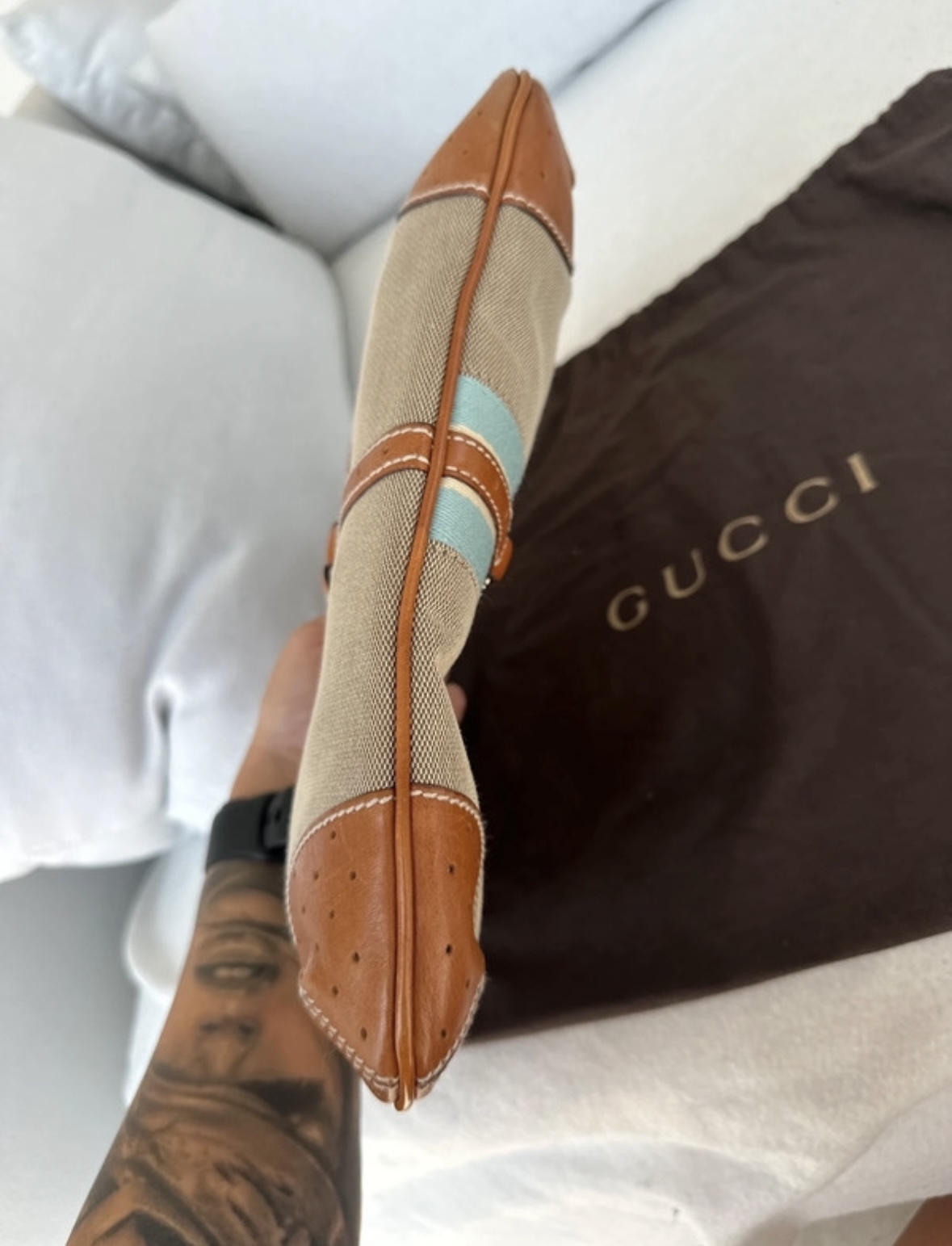 Gucci tricolor canvas hobo - obrazek 7