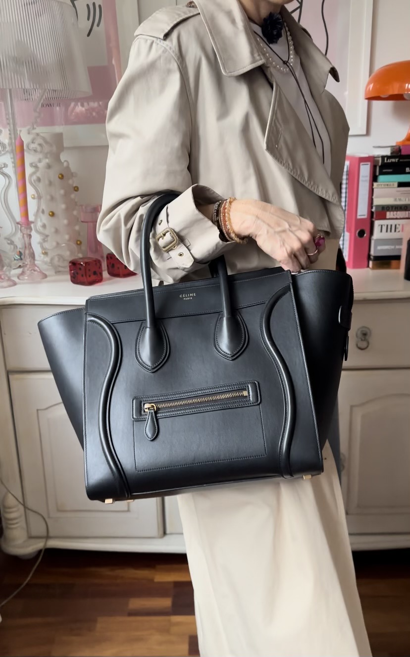 Celine Luggage czarna klasyczna torebka - obrazek 6