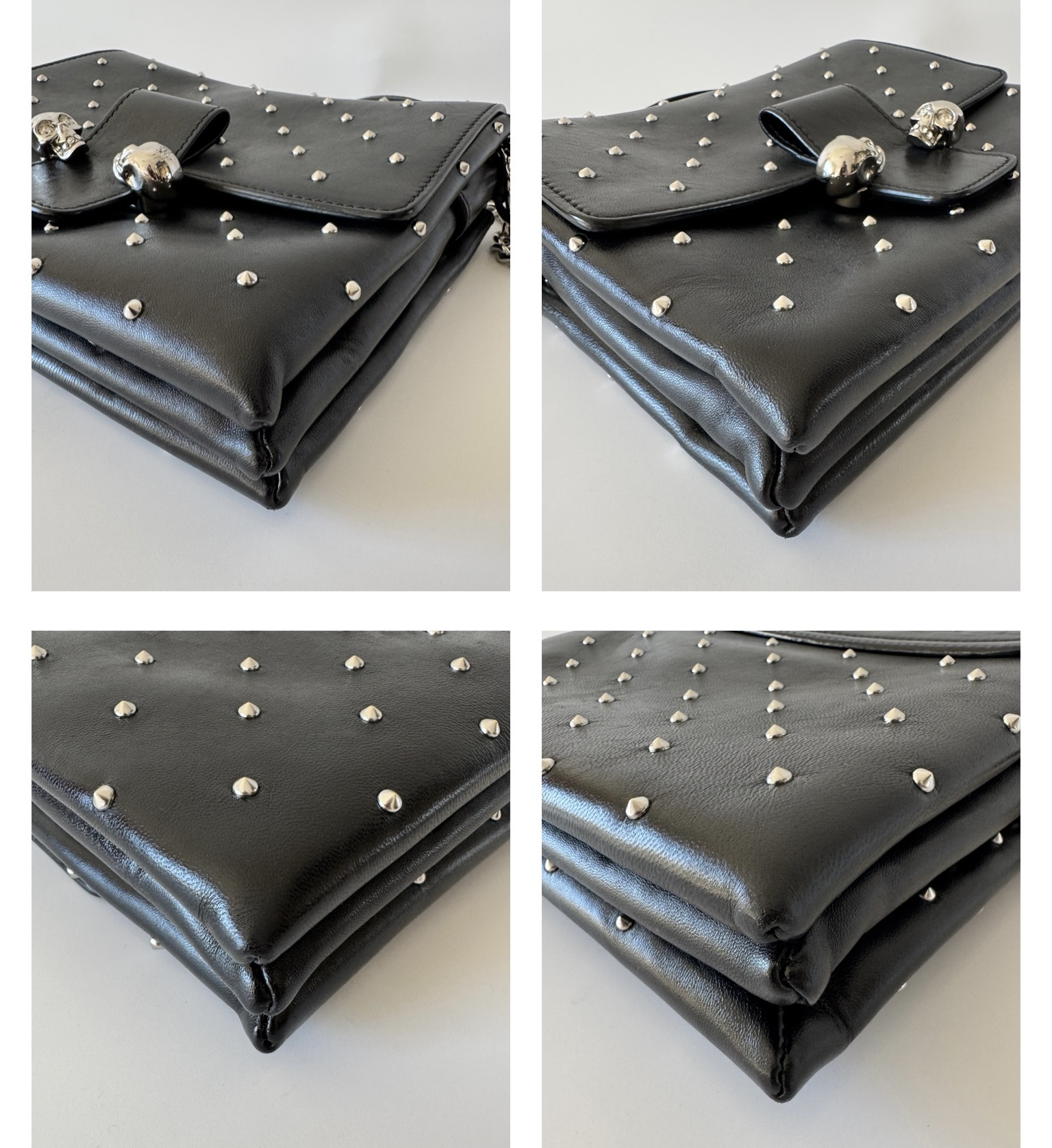 ALEXANDER MCQUEEN Leather Studded Twin Skull Flap Shoulder Bag – torebka - obrazek 8