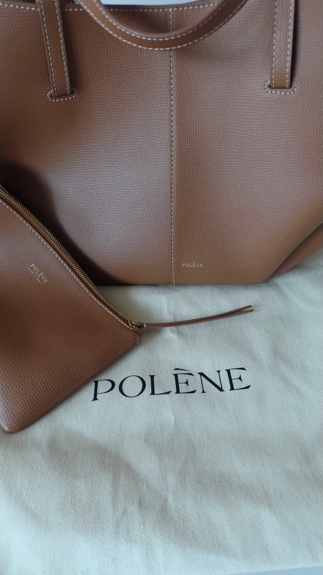 Polene Cyme mini torebka w kolorze toffi - obrazek 6