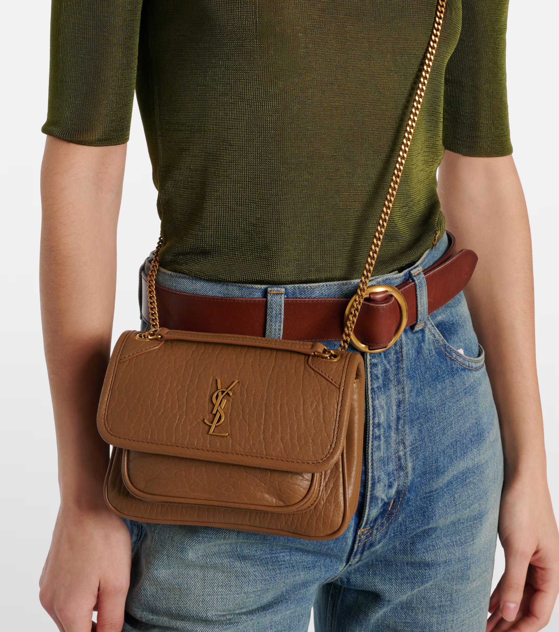 Saint Laurent Niki mini torebka w kolorze camel - obrazek 3