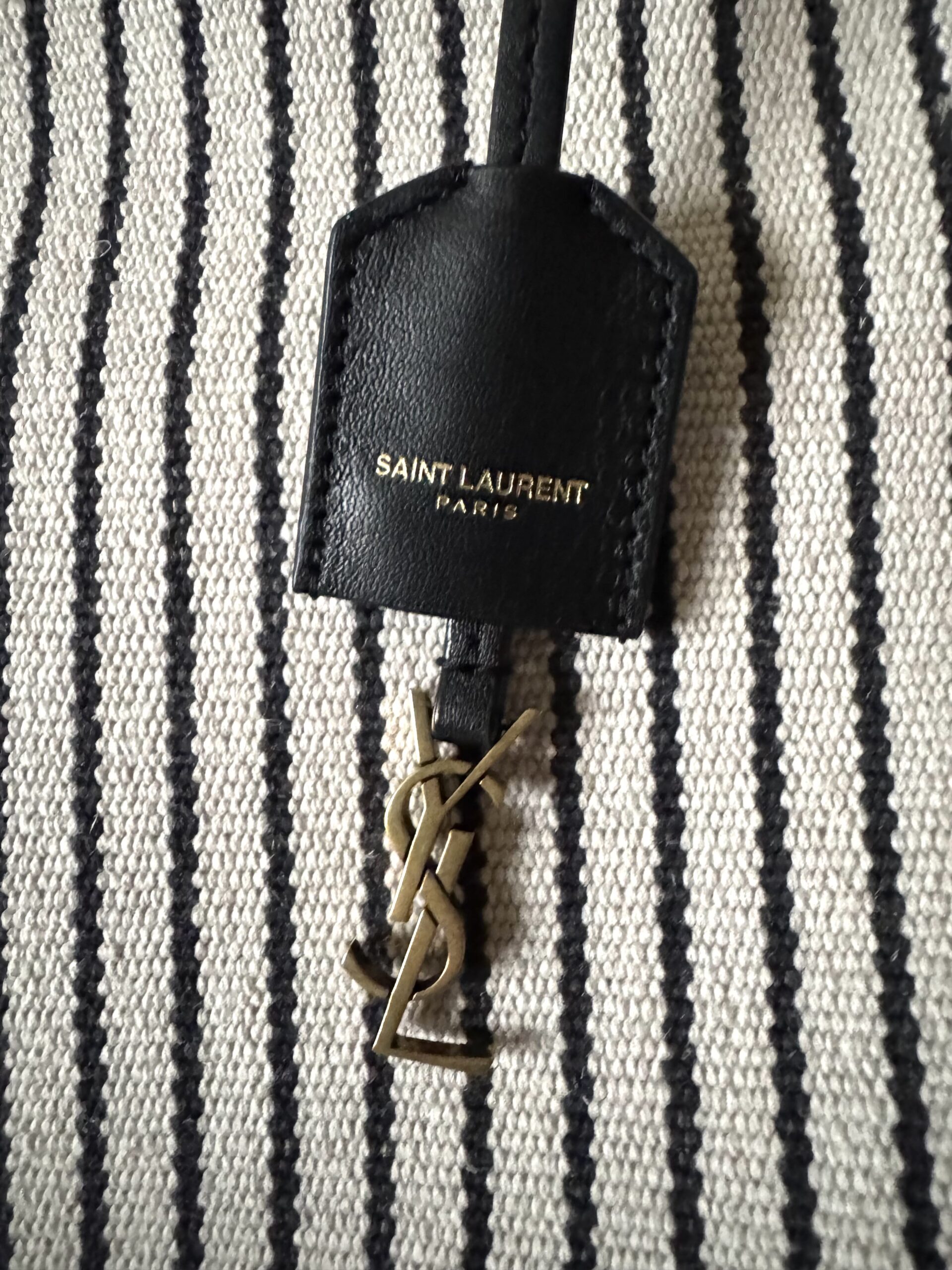 SAINT LAURENT Shopping Toy Striped Canvas Tote - torebka - obrazek 7