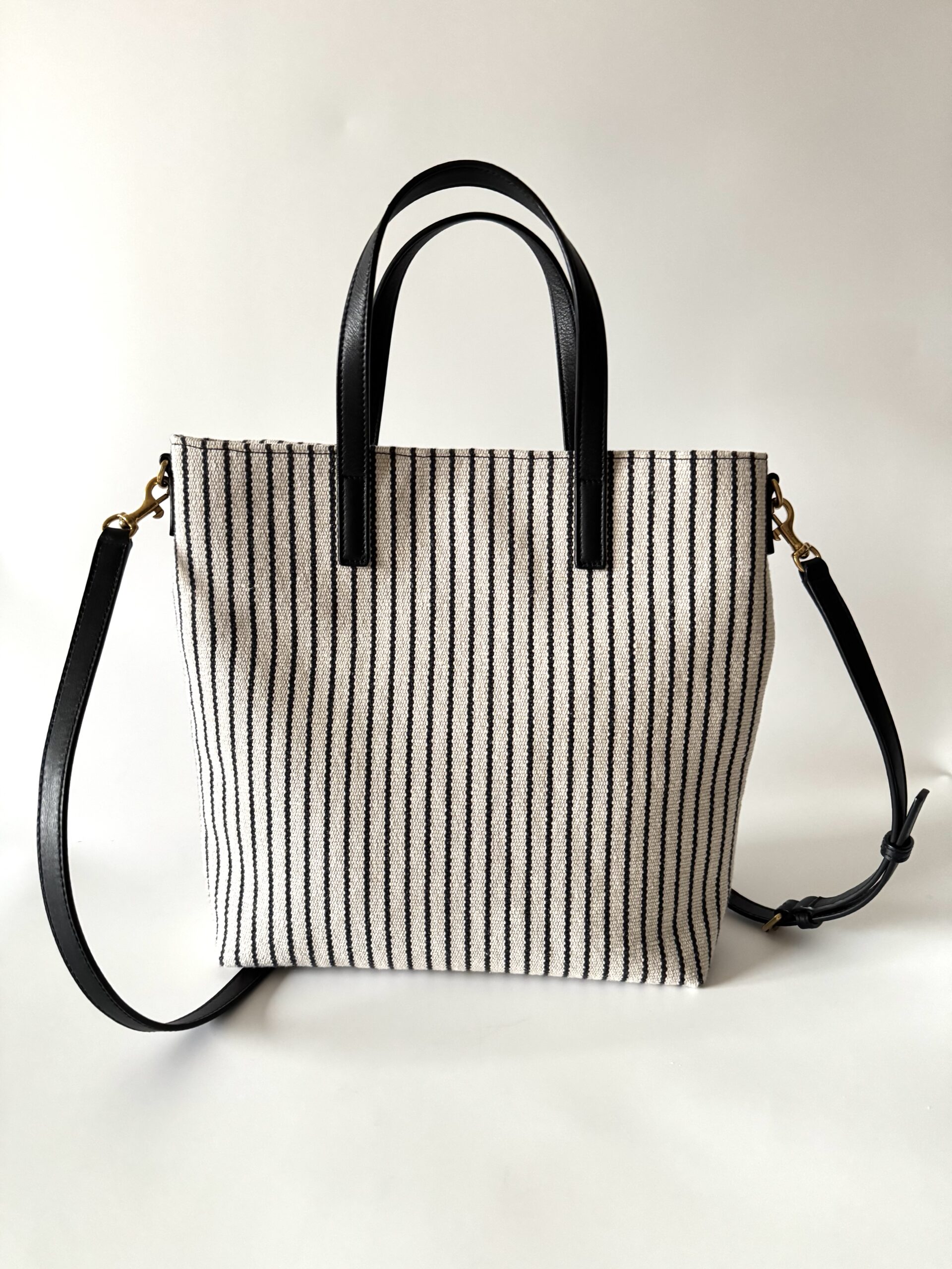 SAINT LAURENT Shopping Toy Striped Canvas Tote - torebka - obrazek 5