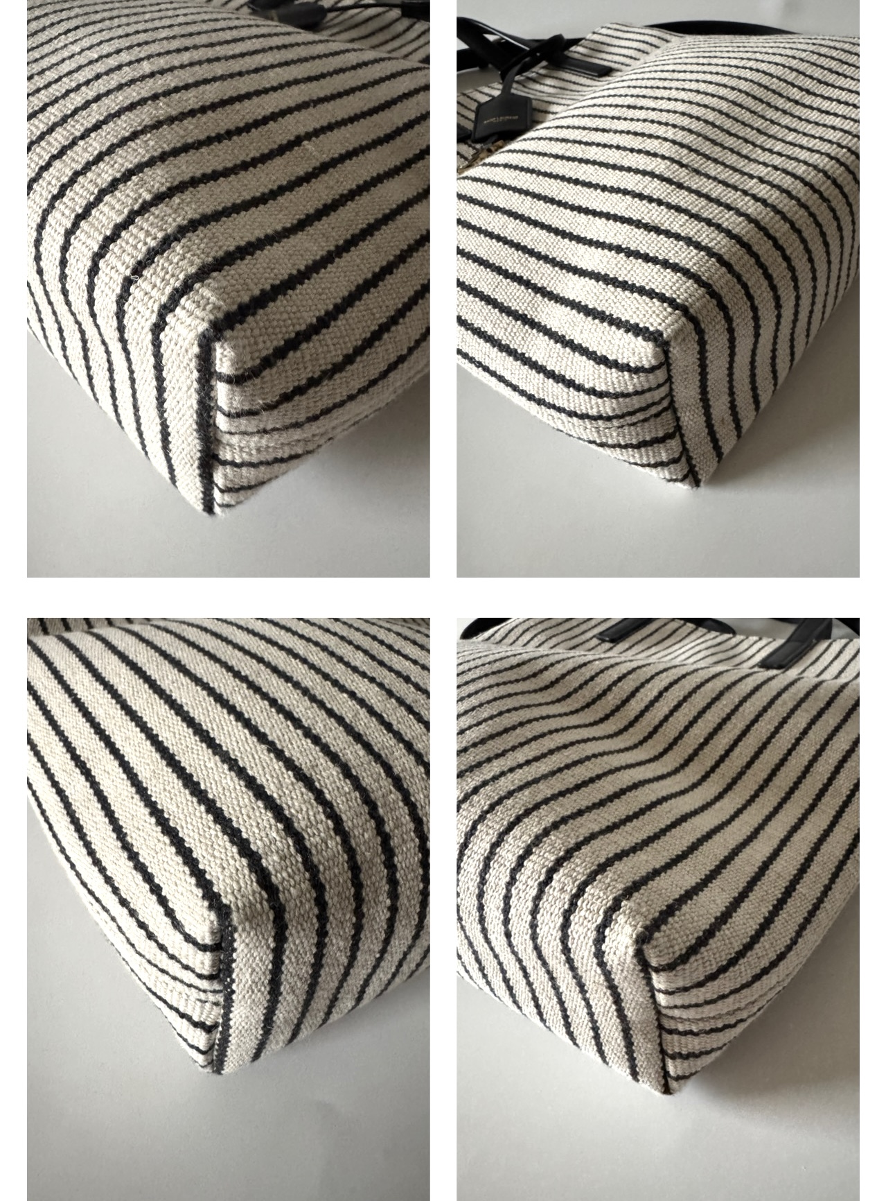 SAINT LAURENT Shopping Toy Striped Canvas Tote - torebka - obrazek 6