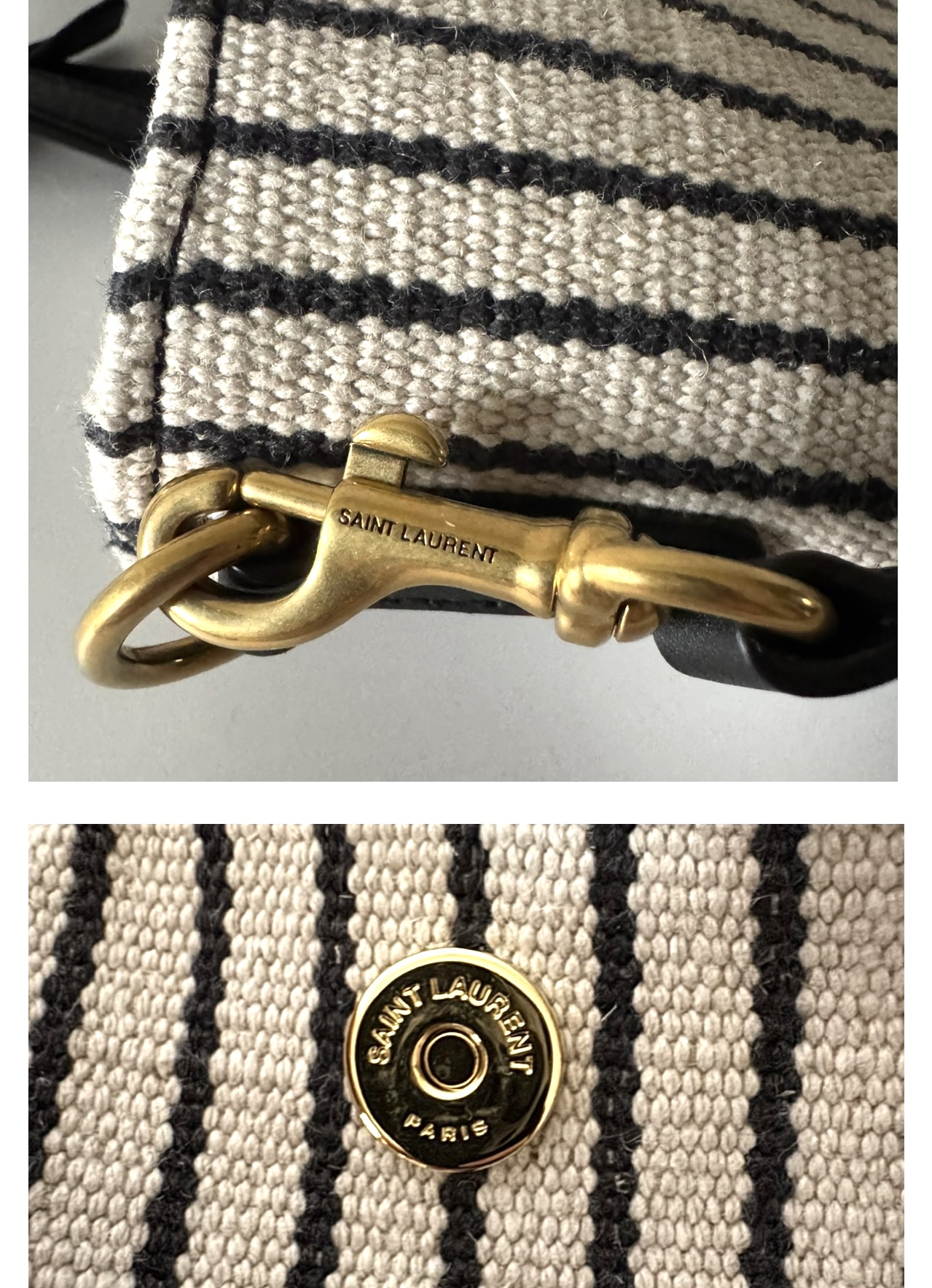 SAINT LAURENT Shopping Toy Striped Canvas Tote - torebka - obrazek 8