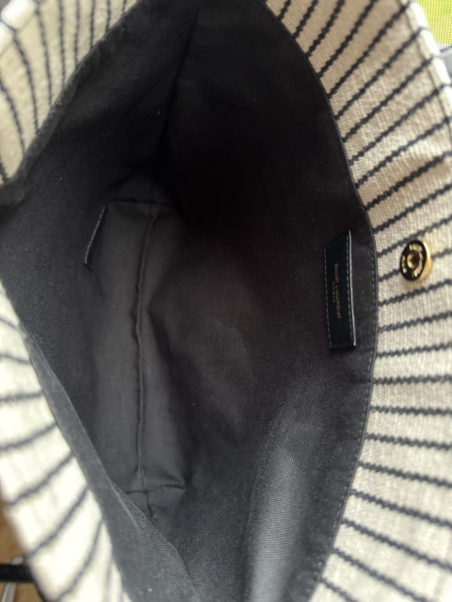 SAINT LAURENT Shopping Toy Striped Canvas Tote - torebka - obrazek 9