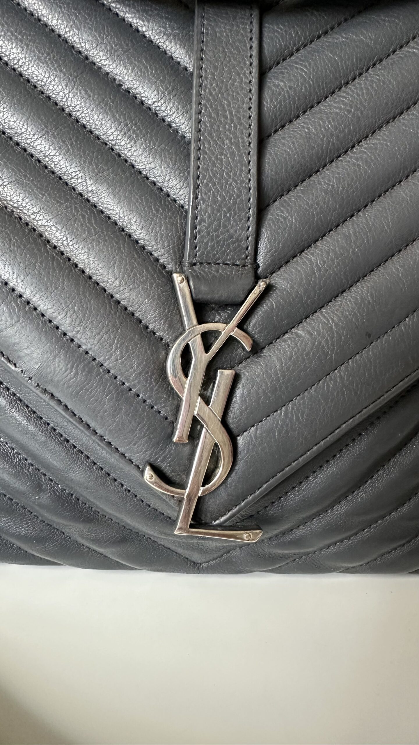 Saint Laurent College szara duża klasyczna torebka - obrazek 3