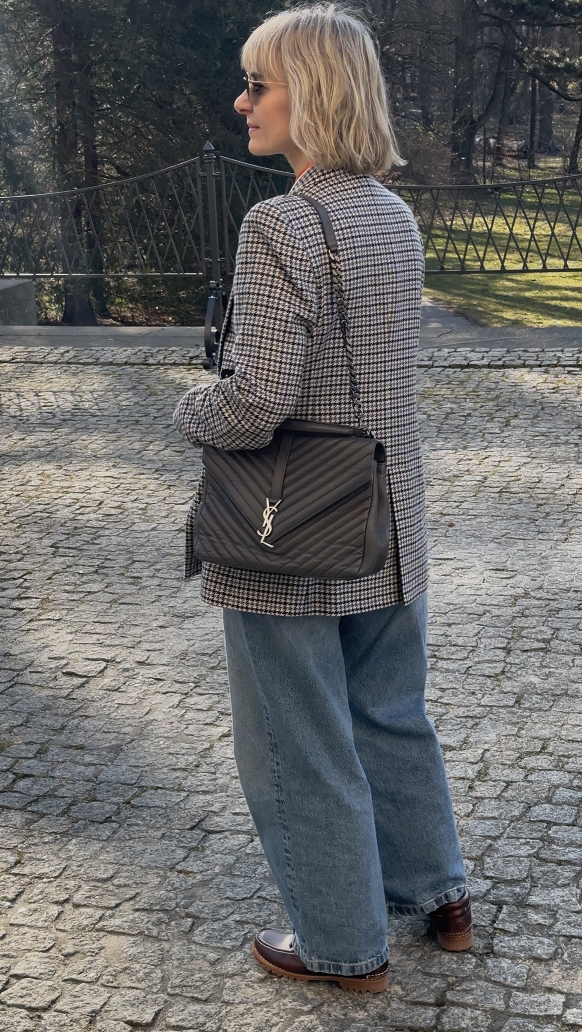 Saint Laurent College szara duża klasyczna torebka - obrazek 9