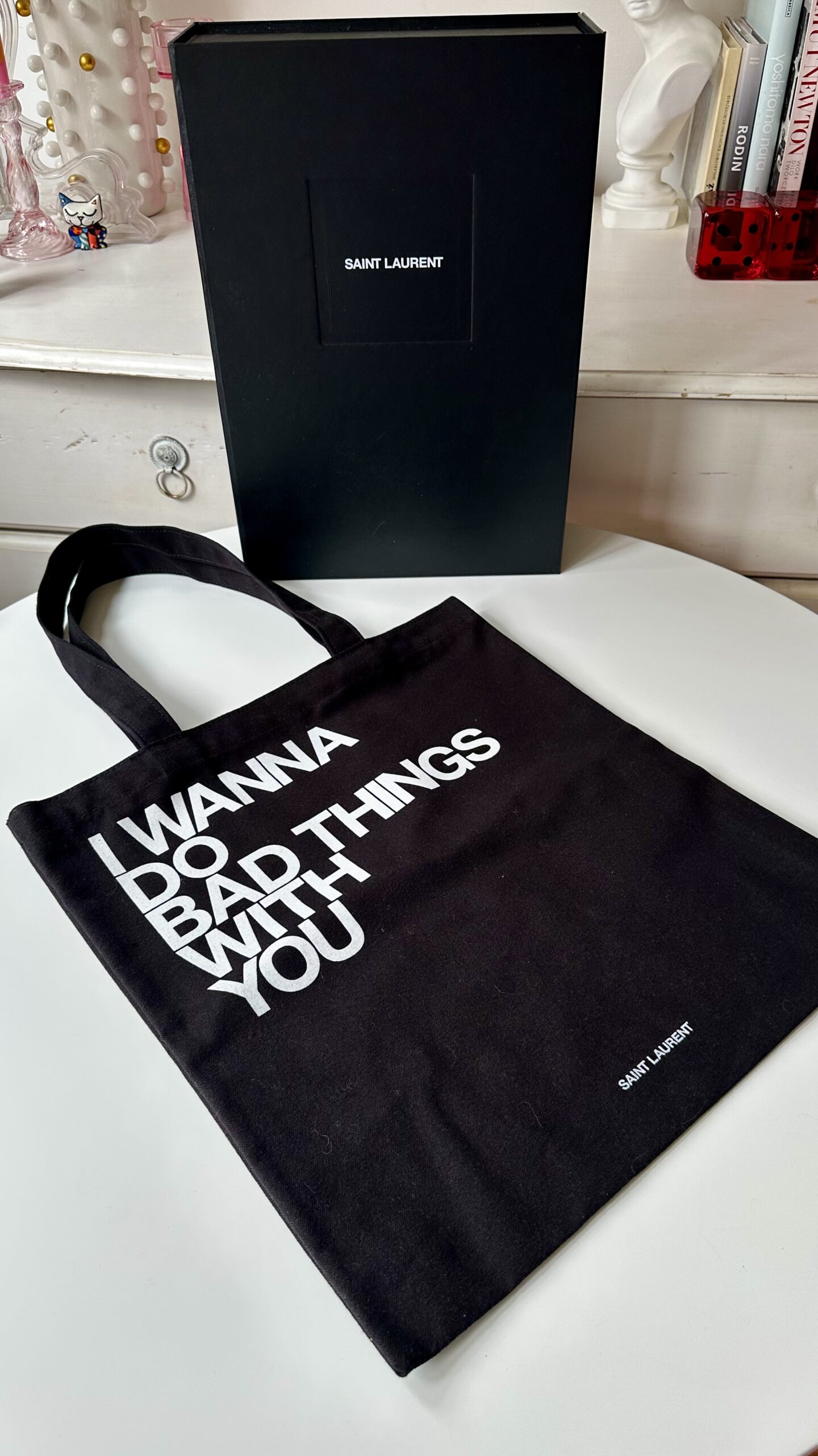 Saint Laurent czarna bawełniana torba