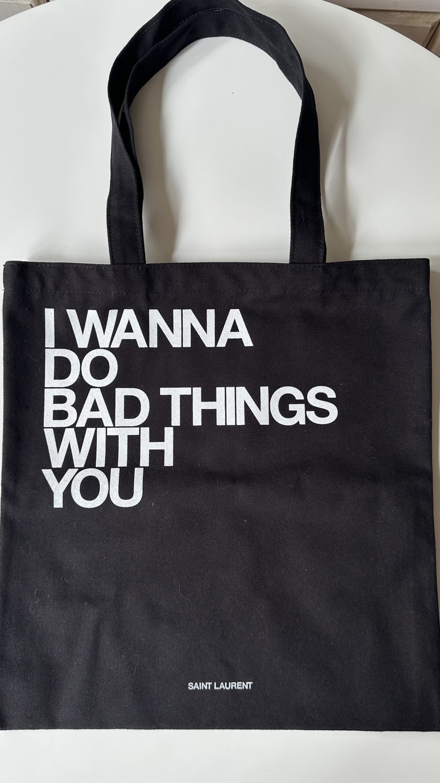 Saint Laurent czarna bawełniana torba - obrazek 4