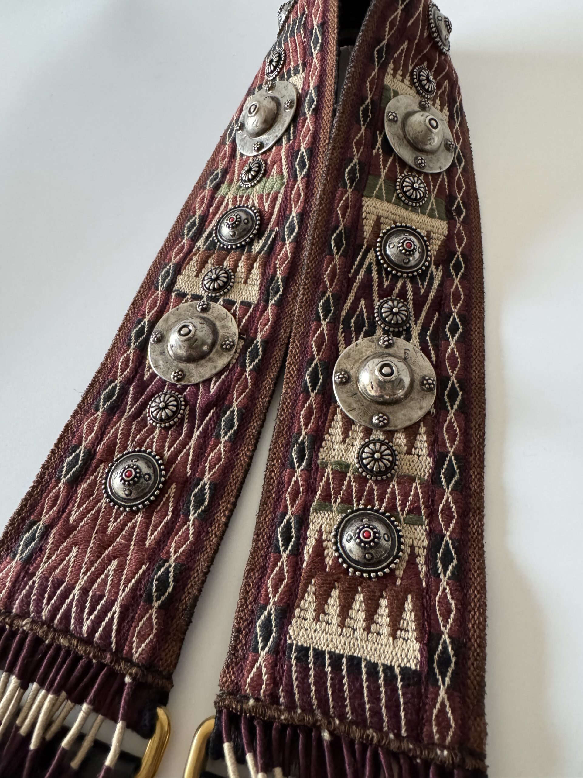 DIOR Canvas Embroidered Studded Fringe Bohemian Shoulder Strap - pasek do torebki - obrazek 10