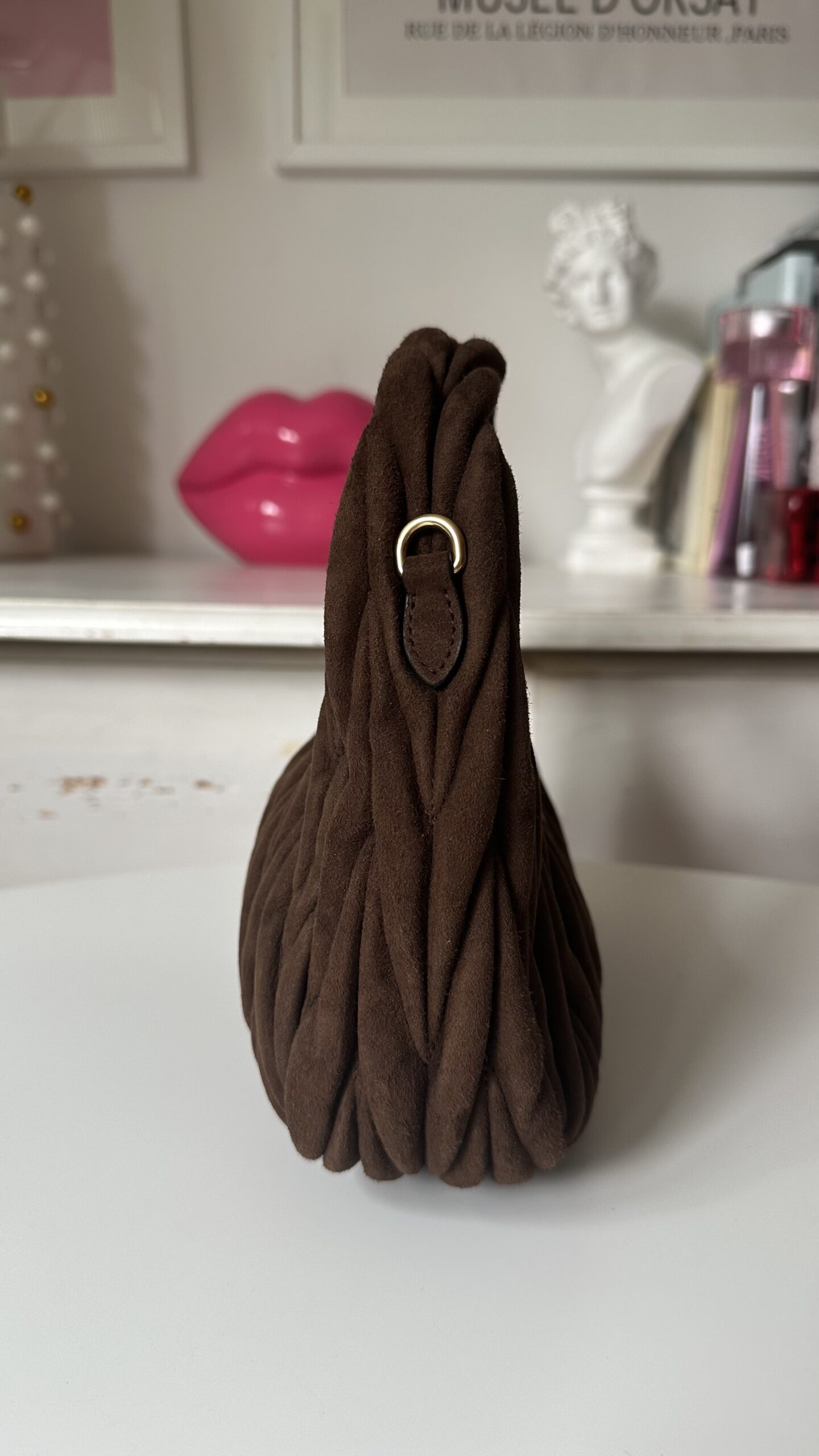 Miu Miu Wander matelassé suede bag zamszowa torebka - obrazek 5