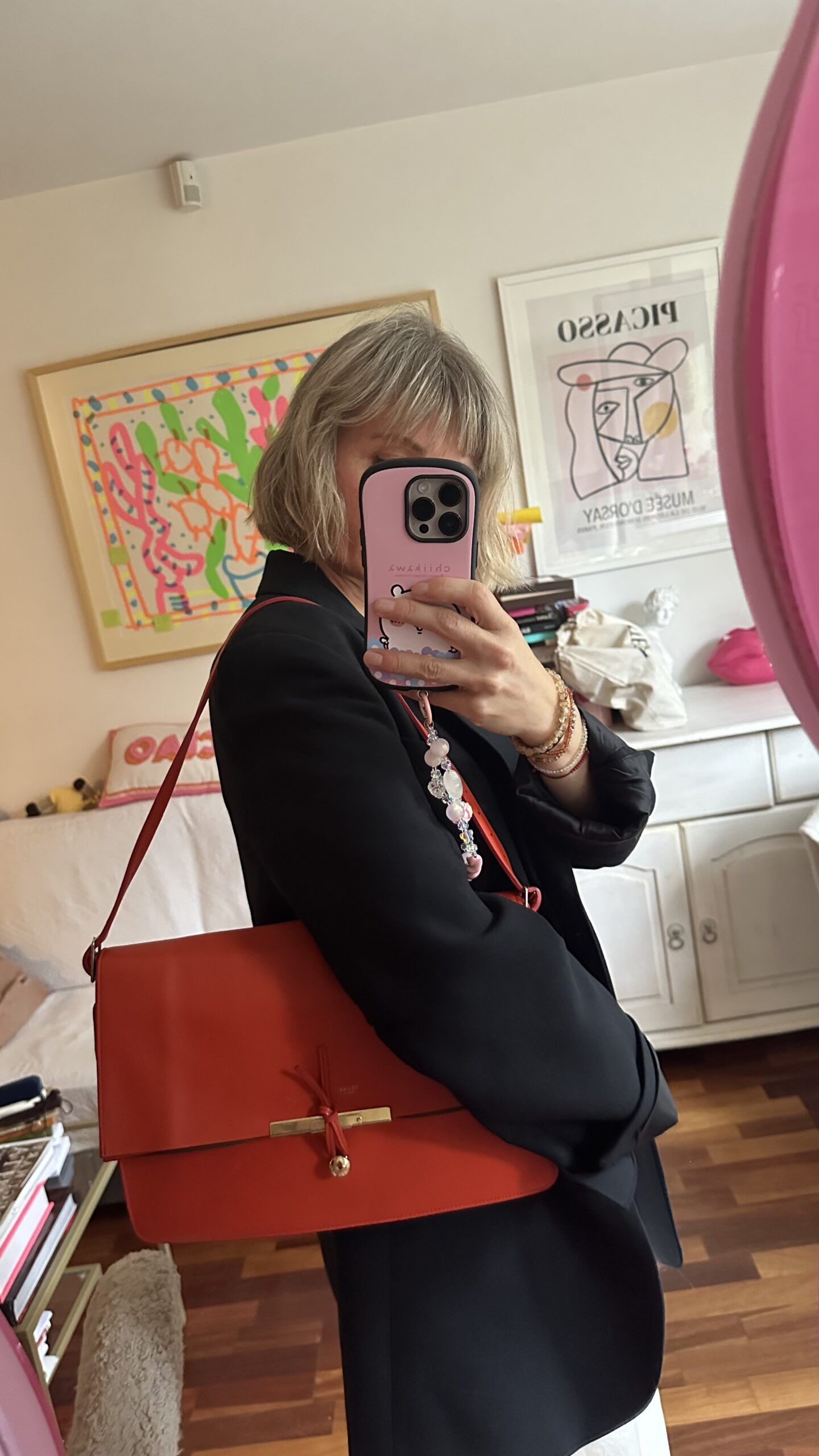 Celine duża klasyczna torebka koralowa - obrazek 9