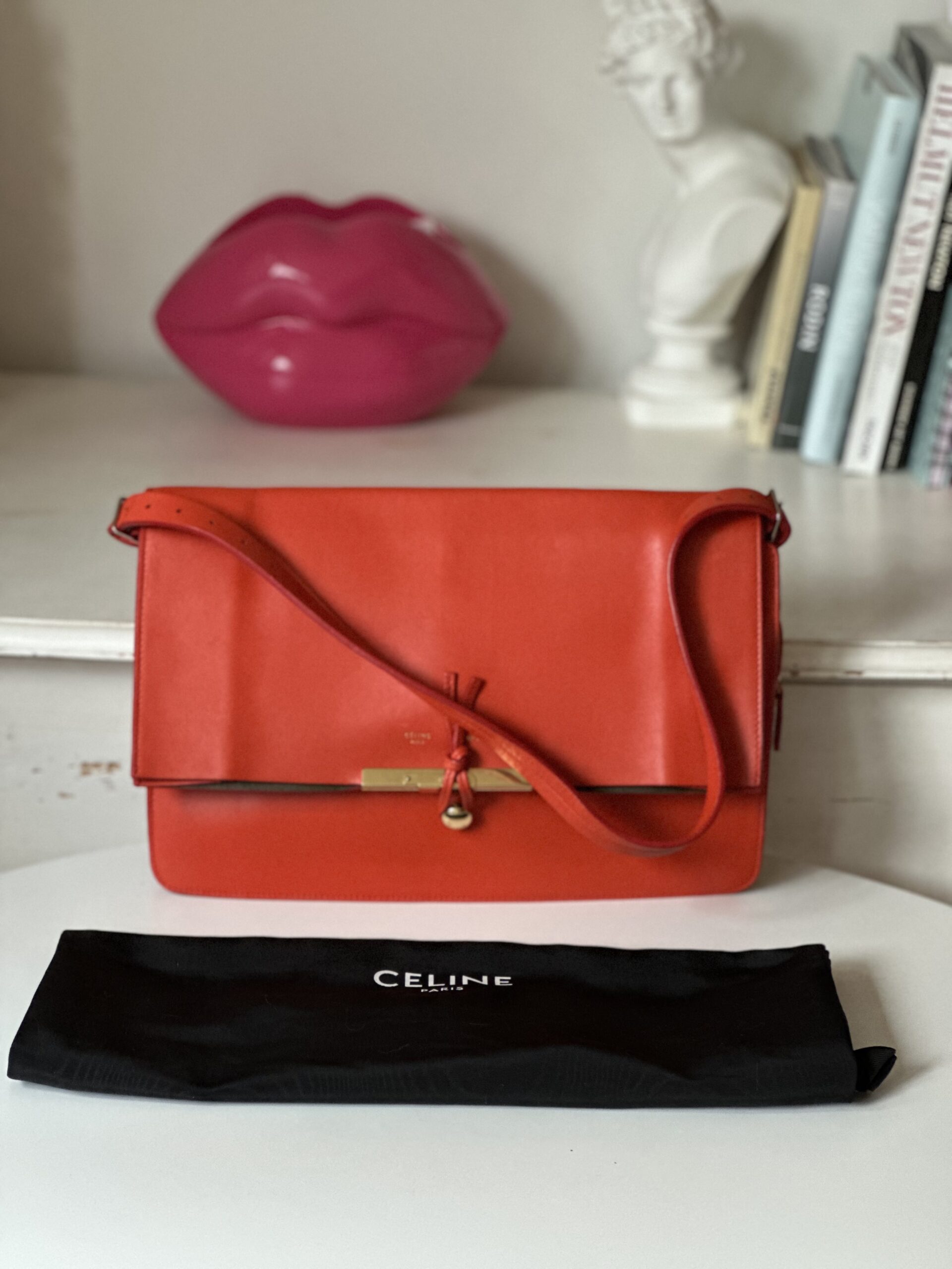 Celine duża klasyczna torebka koralowa