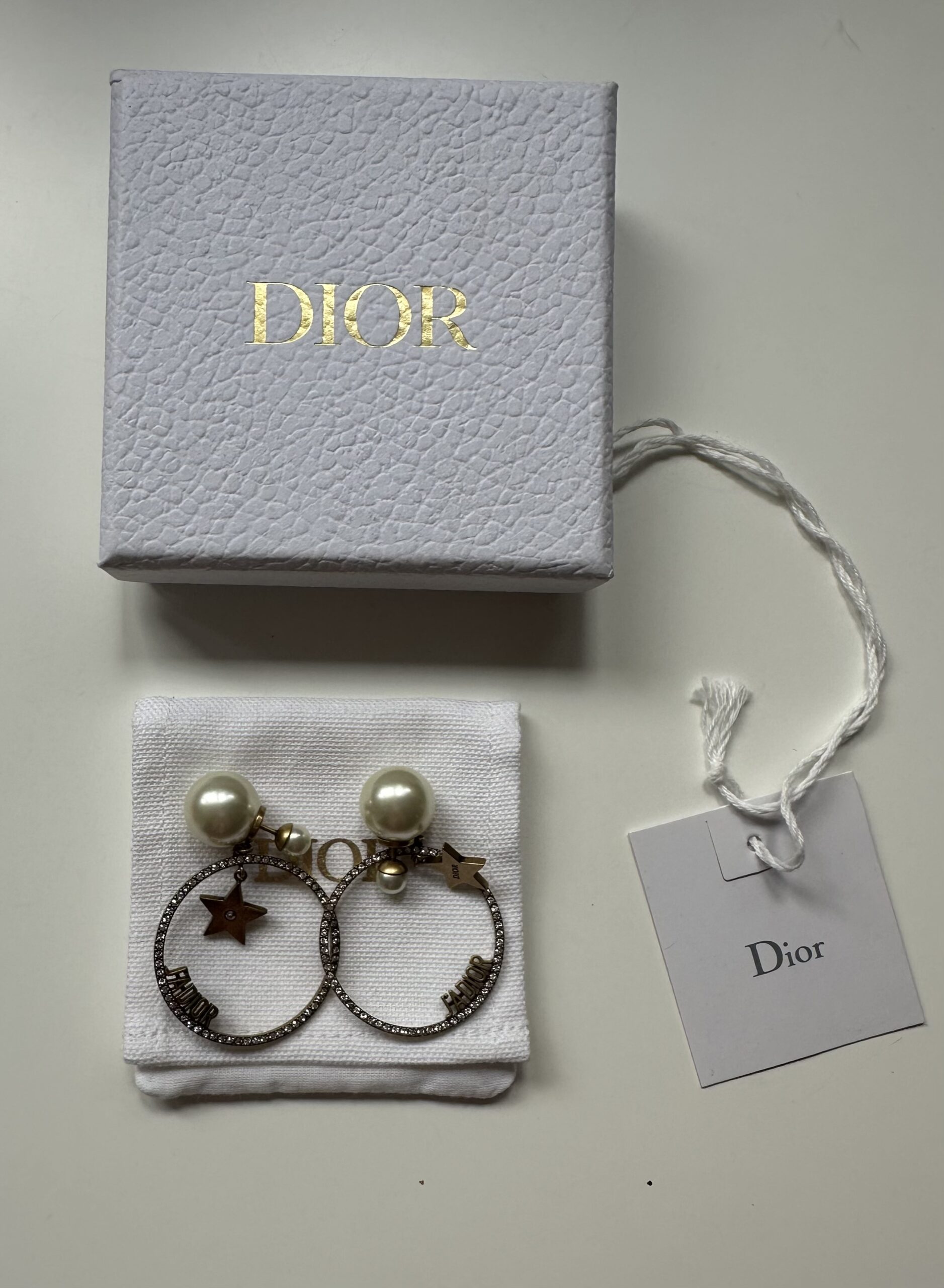 Dior kolczyki z perłą i cyrkoniami - obrazek 2