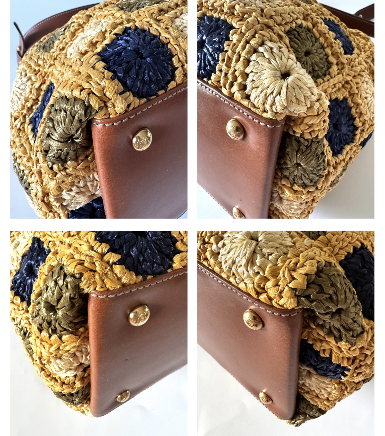 SALVATORE FERRAGAMO Gancini Handle Tote Raffia Wicker Bag - torebka - obrazek 8