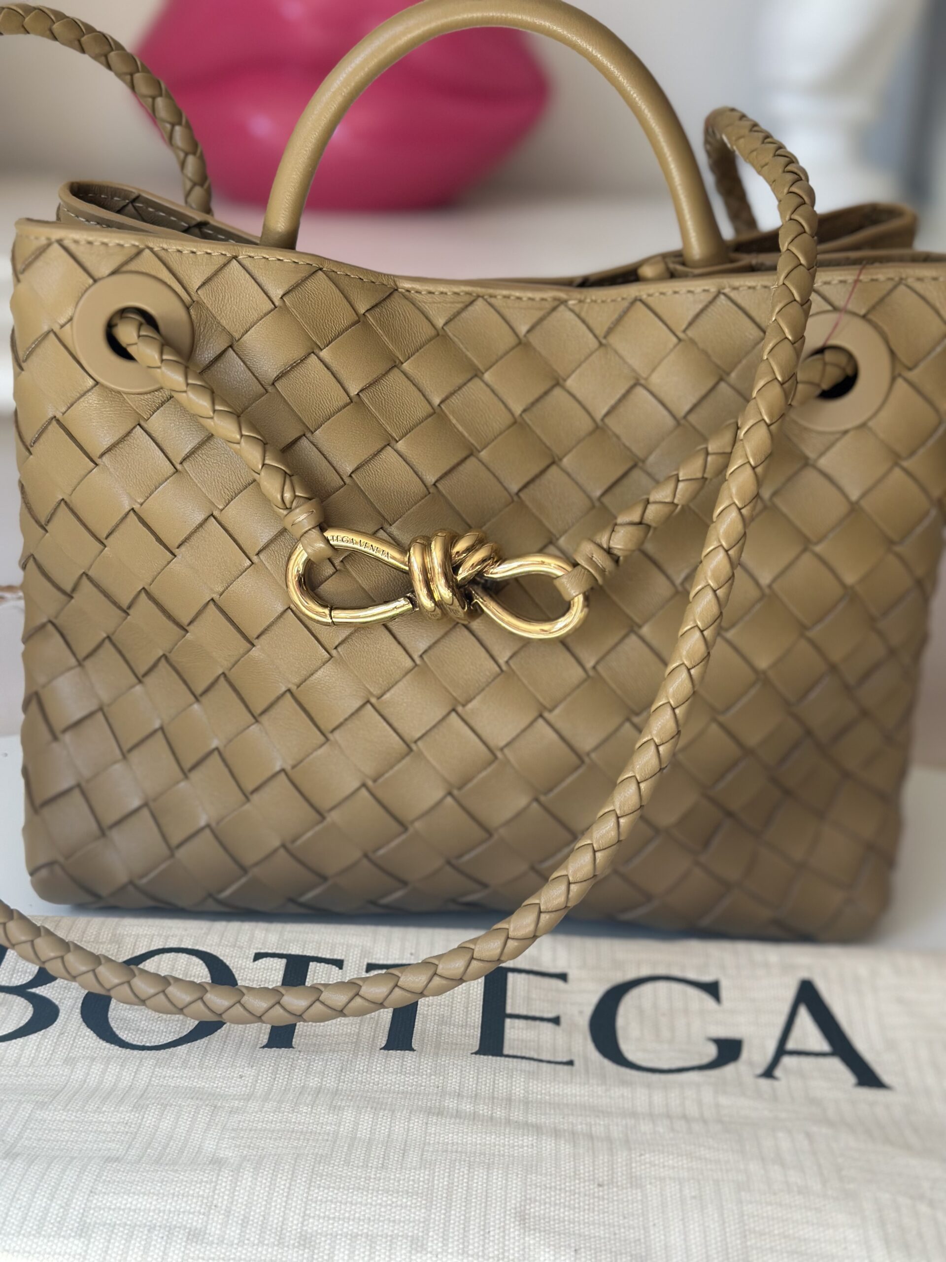 Bottega Venata Andiamo miodowa torebka - obrazek 2